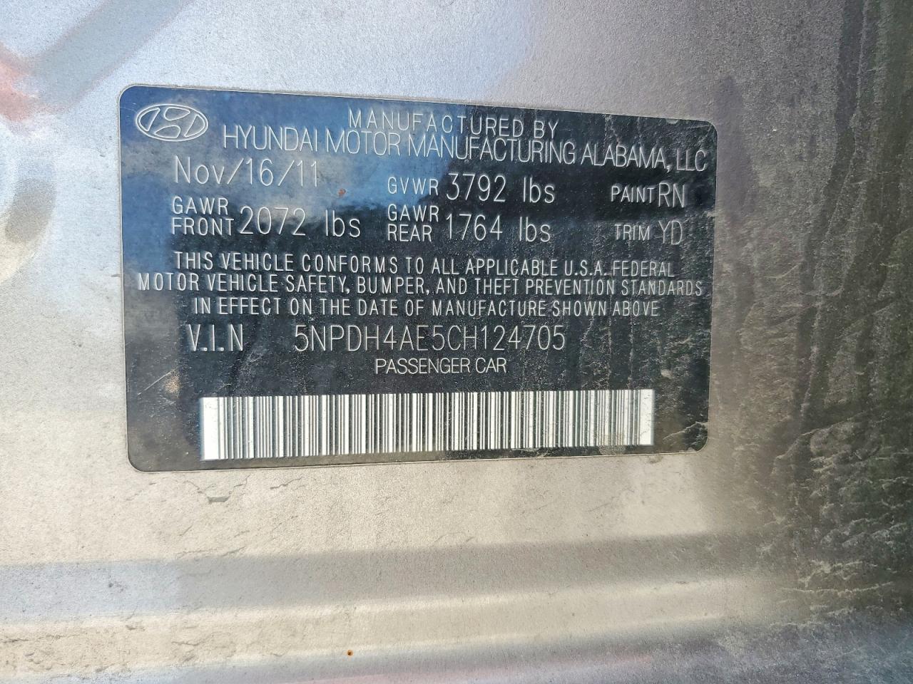 2012 Hyundai Elantra Gls Silver vin: 5NPDH4AE5CH124705