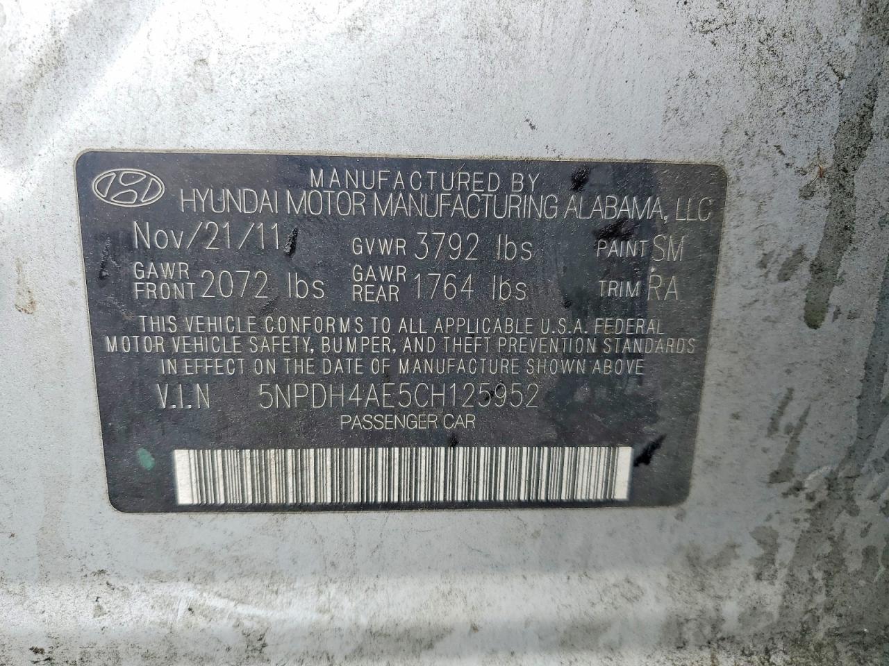 2012 Hyundai Elantra Gls Silver vin: 5NPDH4AE5CH125952