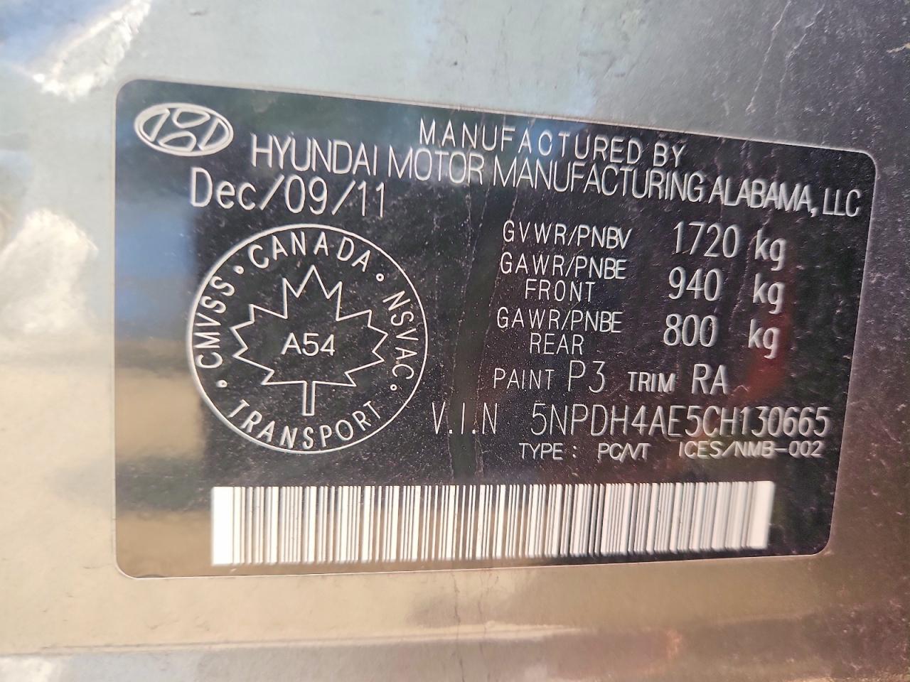 2012 Hyundai Elantra Gls Gray vin: 5NPDH4AE5CH130665