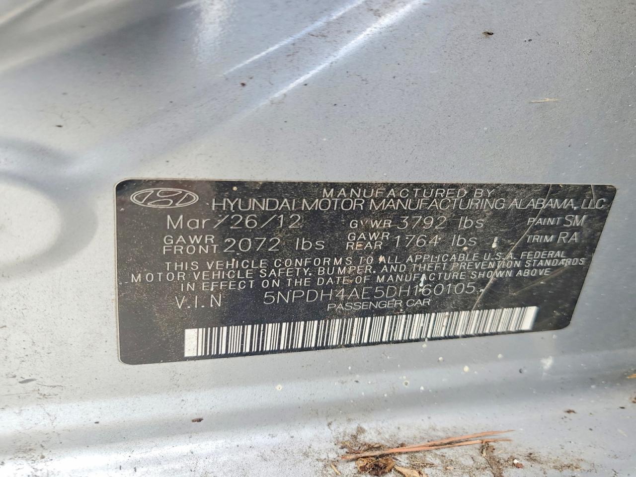 2013 Hyundai Elantra Gls Silver vin: 5NPDH4AE5DH160105