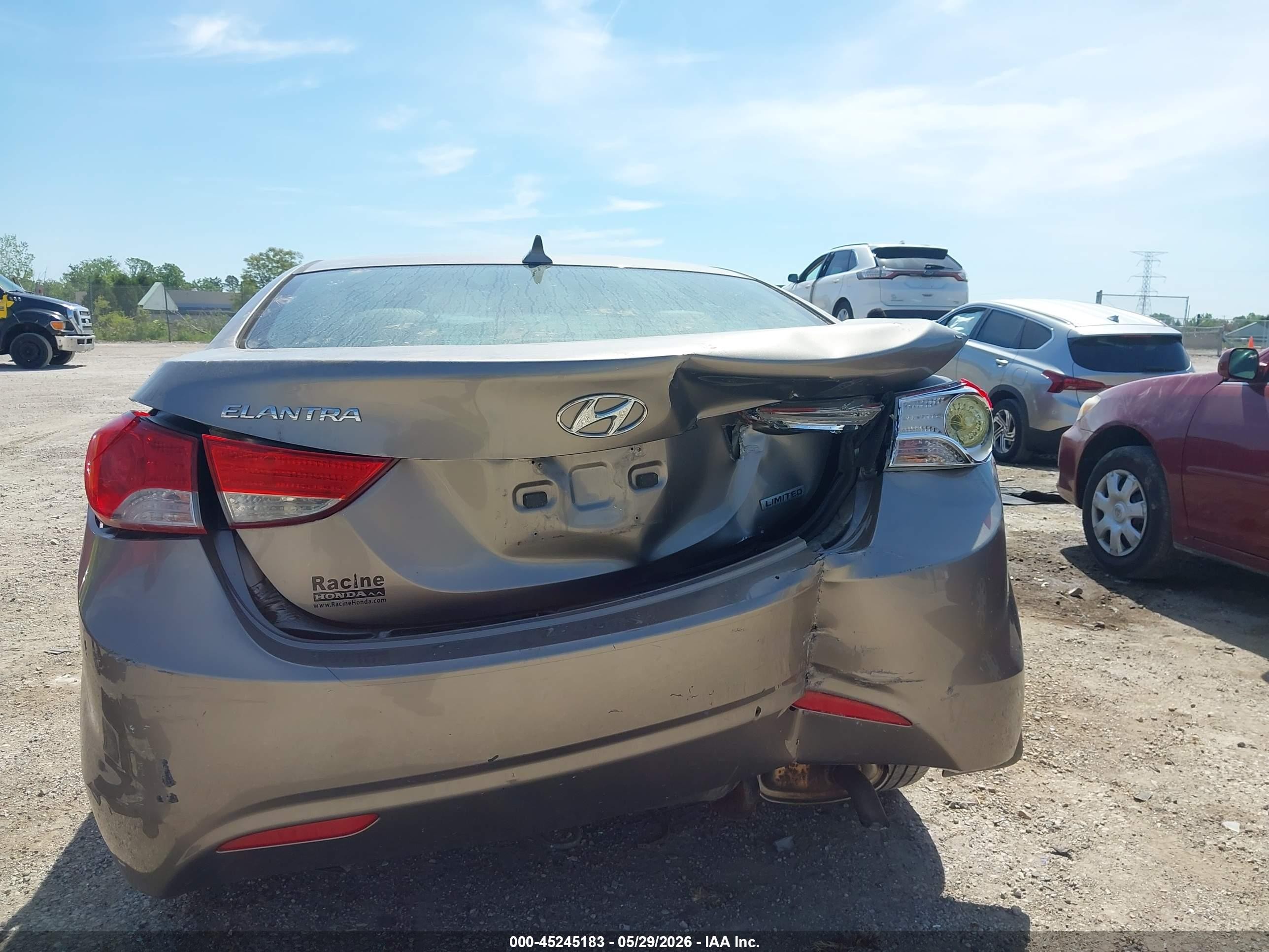 2013 Hyundai Elantra Limited Gray vin: 5NPDH4AE5DH180600