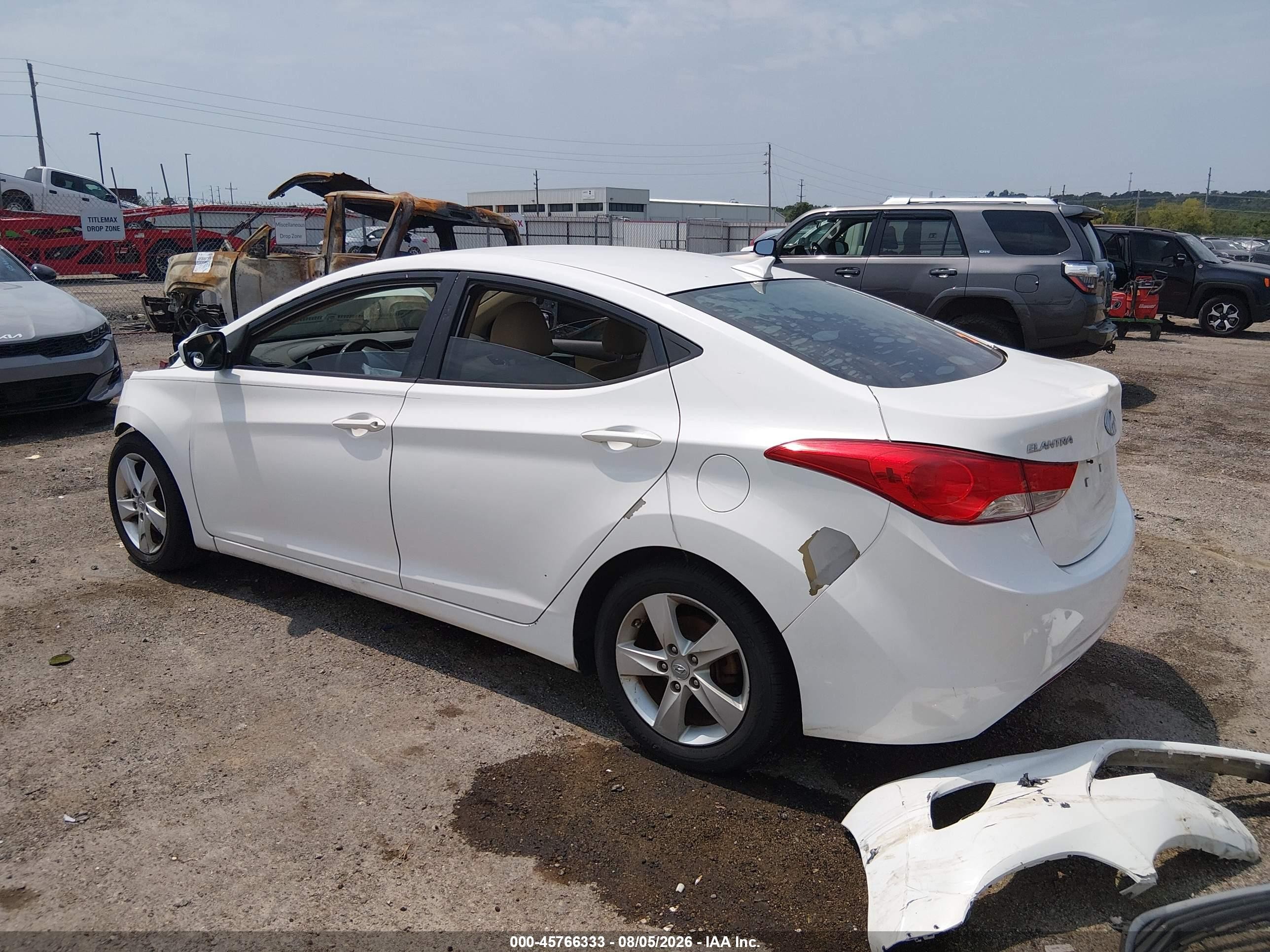 2013 Hyundai Elantra Gls White vin: 5NPDH4AE5DH216818