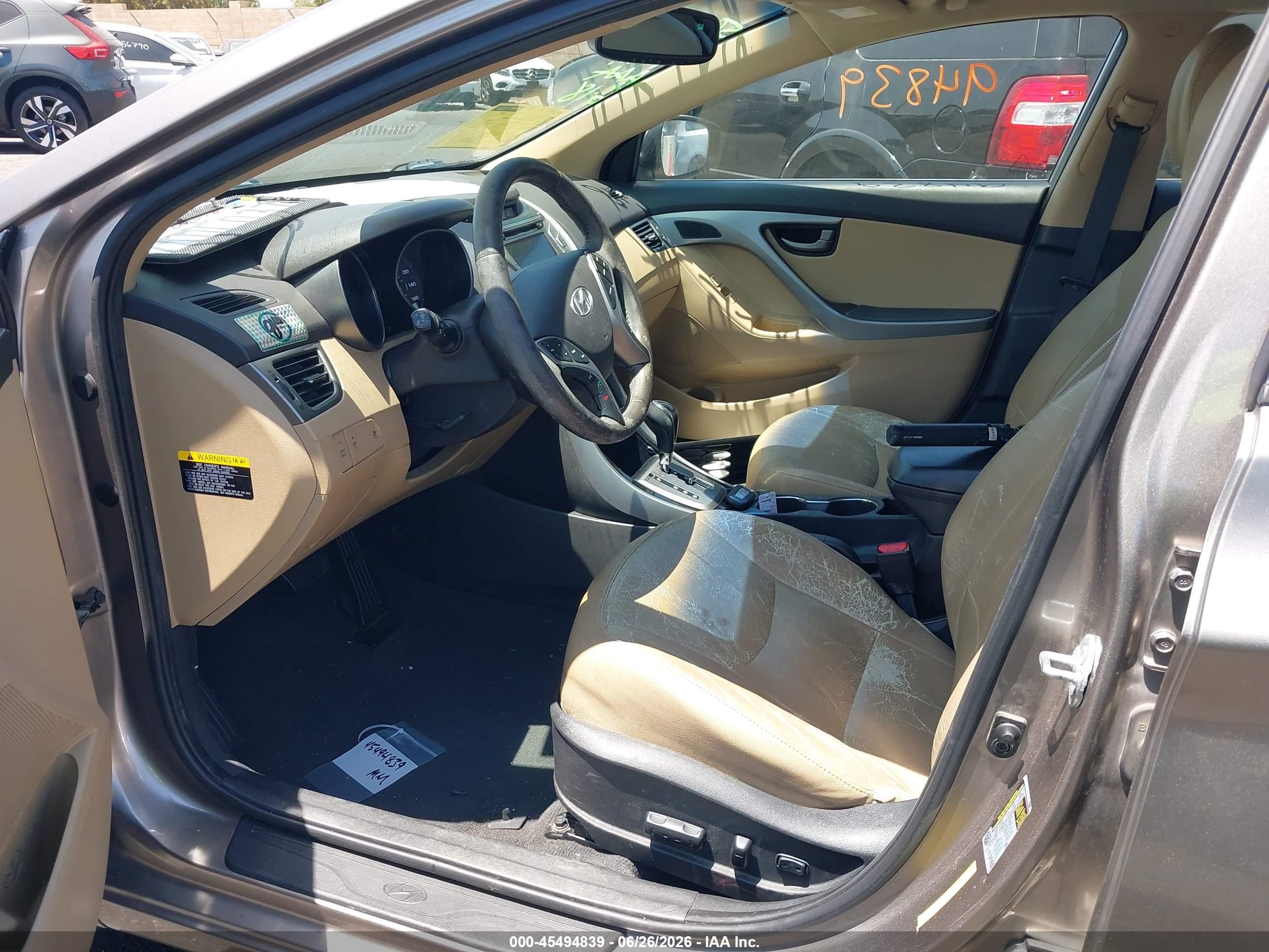 2013 Hyundai Elantra Limited Beige vin: 5NPDH4AE5DH236342