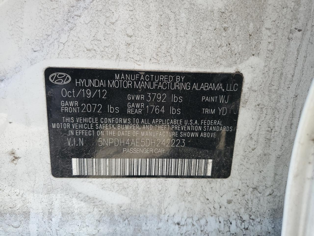 2013 Hyundai Elantra Gls Белый vin: 5NPDH4AE5DH242223