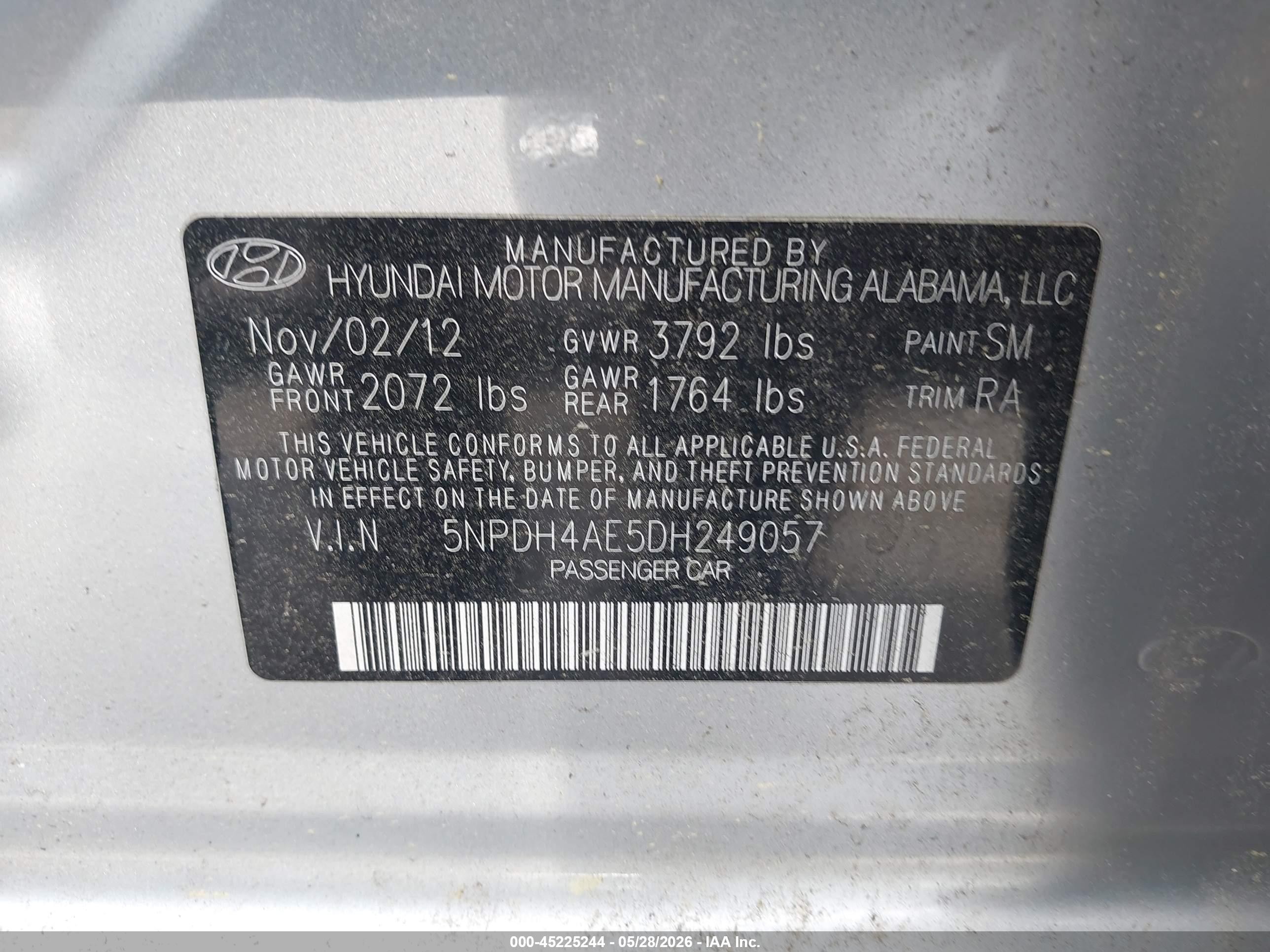 2013 Hyundai Elantra Gls Silver vin: 5NPDH4AE5DH249057