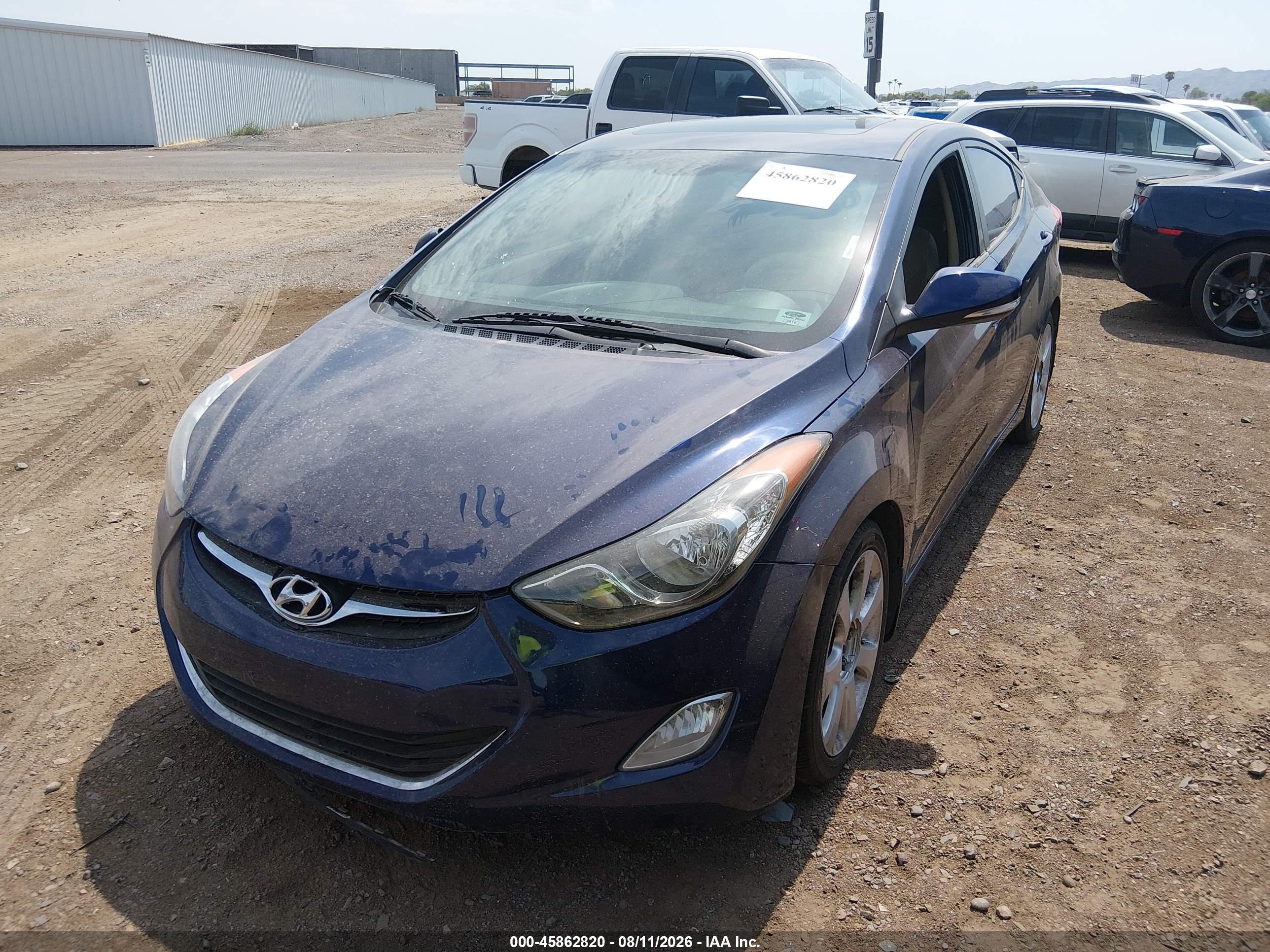 2013 Hyundai Elantra Limited Blue vin: 5NPDH4AE5DH251942