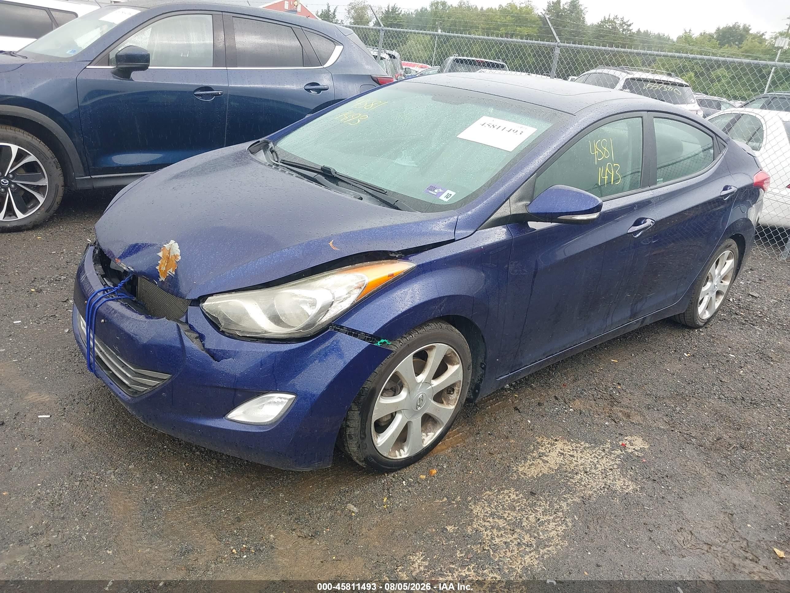 2013 Hyundai Elantra Gls/limited Blue vin: 5NPDH4AE5DH282138