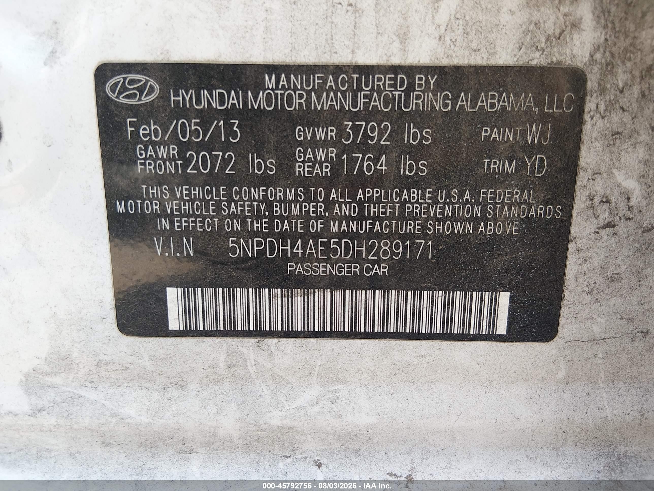 2013 Hyundai Elantra Gls White vin: 5NPDH4AE5DH289171