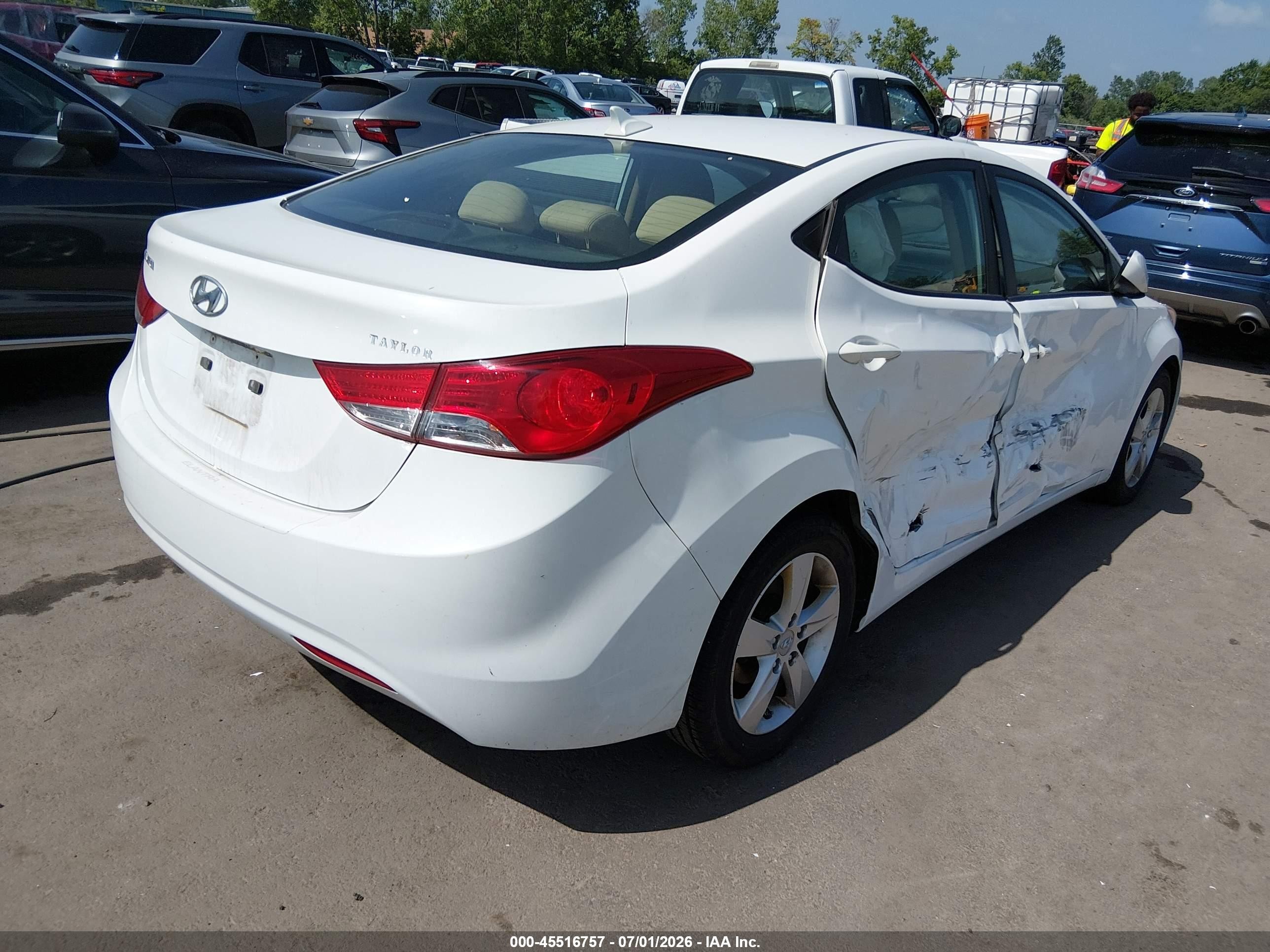 2013 Hyundai Elantra Gls White vin: 5NPDH4AE5DH295519