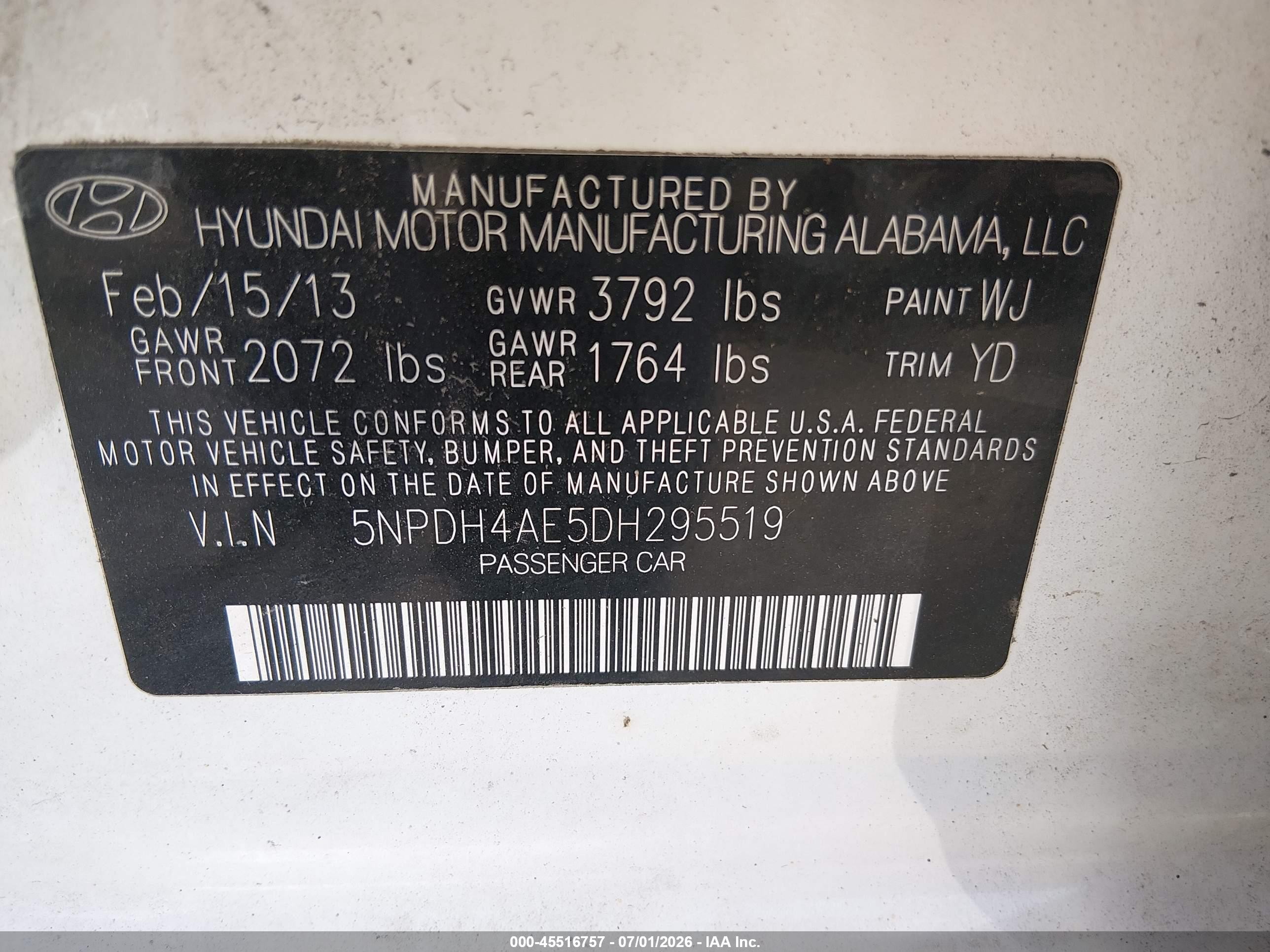 2013 Hyundai Elantra Gls White vin: 5NPDH4AE5DH295519