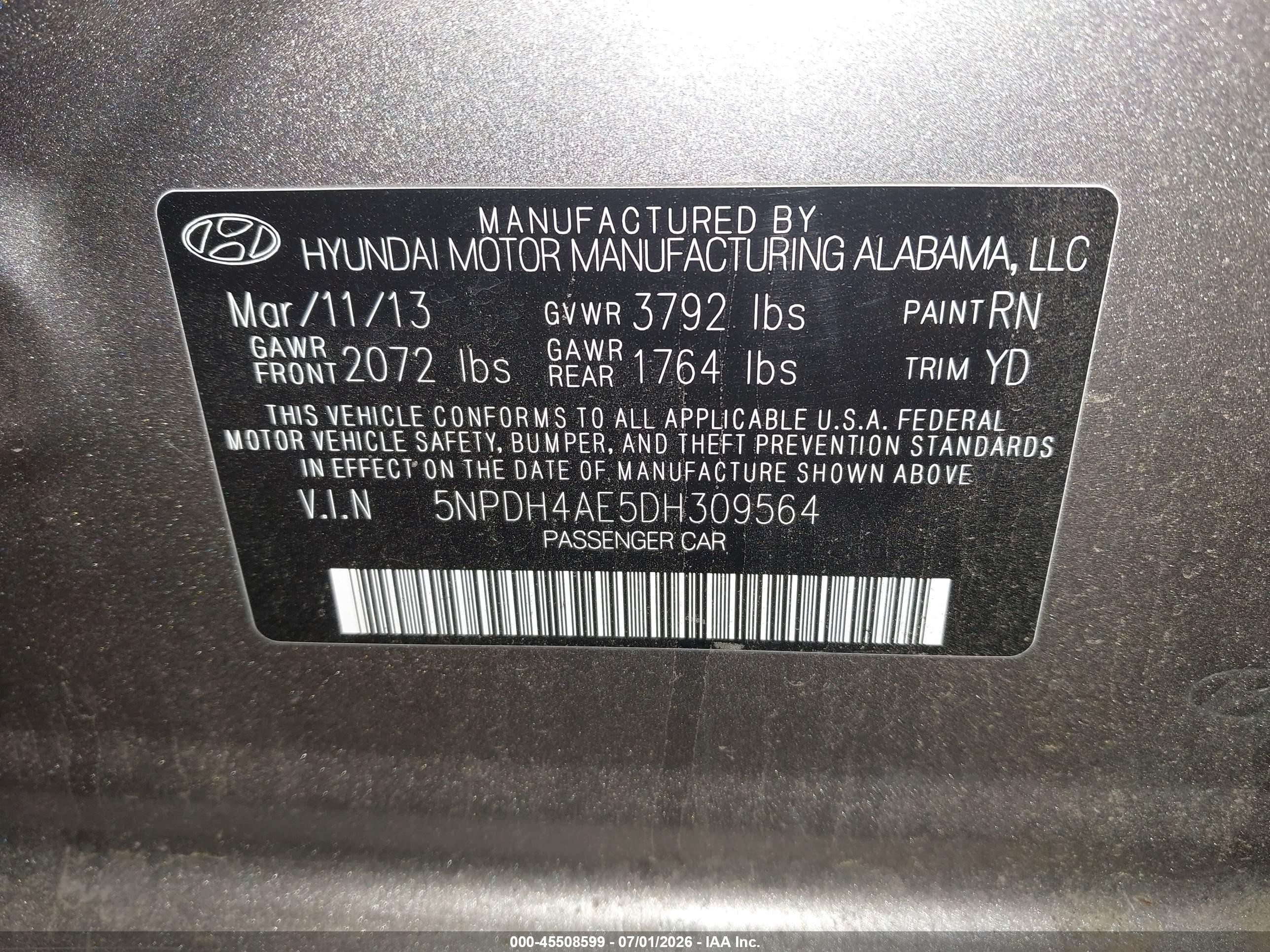 2013 Hyundai Elantra Gls Бежевый vin: 5NPDH4AE5DH309564