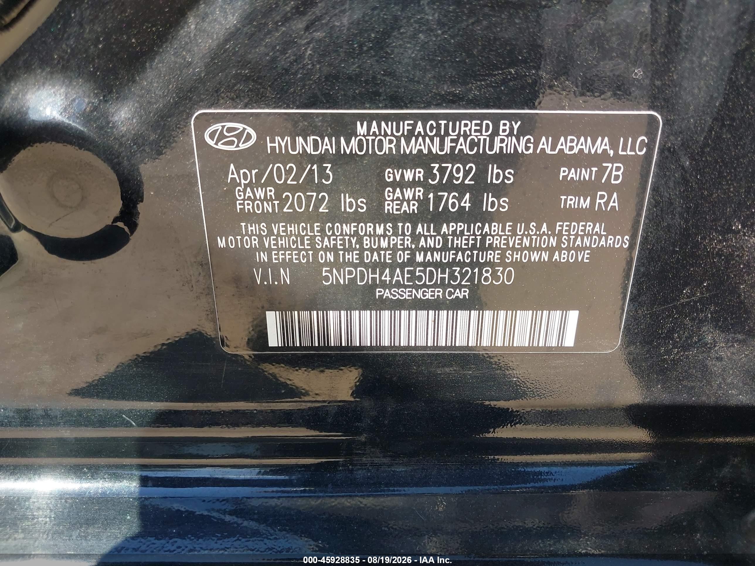 2013 Hyundai Elantra Gls Black vin: 5NPDH4AE5DH321830