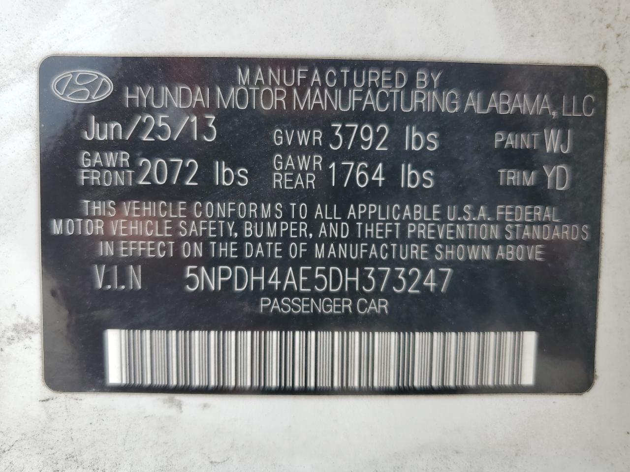 2013 Hyundai Elantra Gls White vin: 5NPDH4AE5DH373247