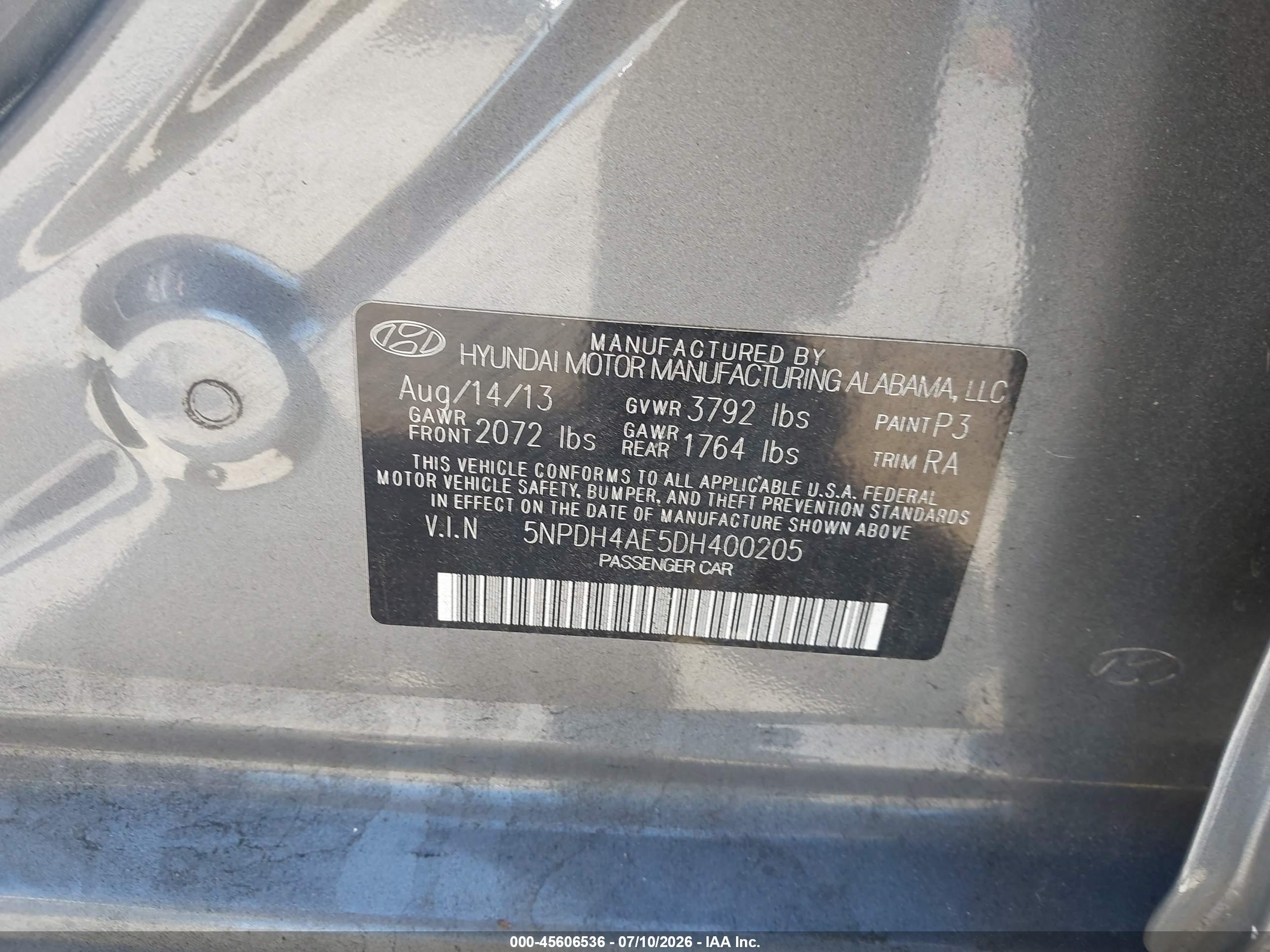 2013 Hyundai Elantra Gls Gray vin: 5NPDH4AE5DH400205