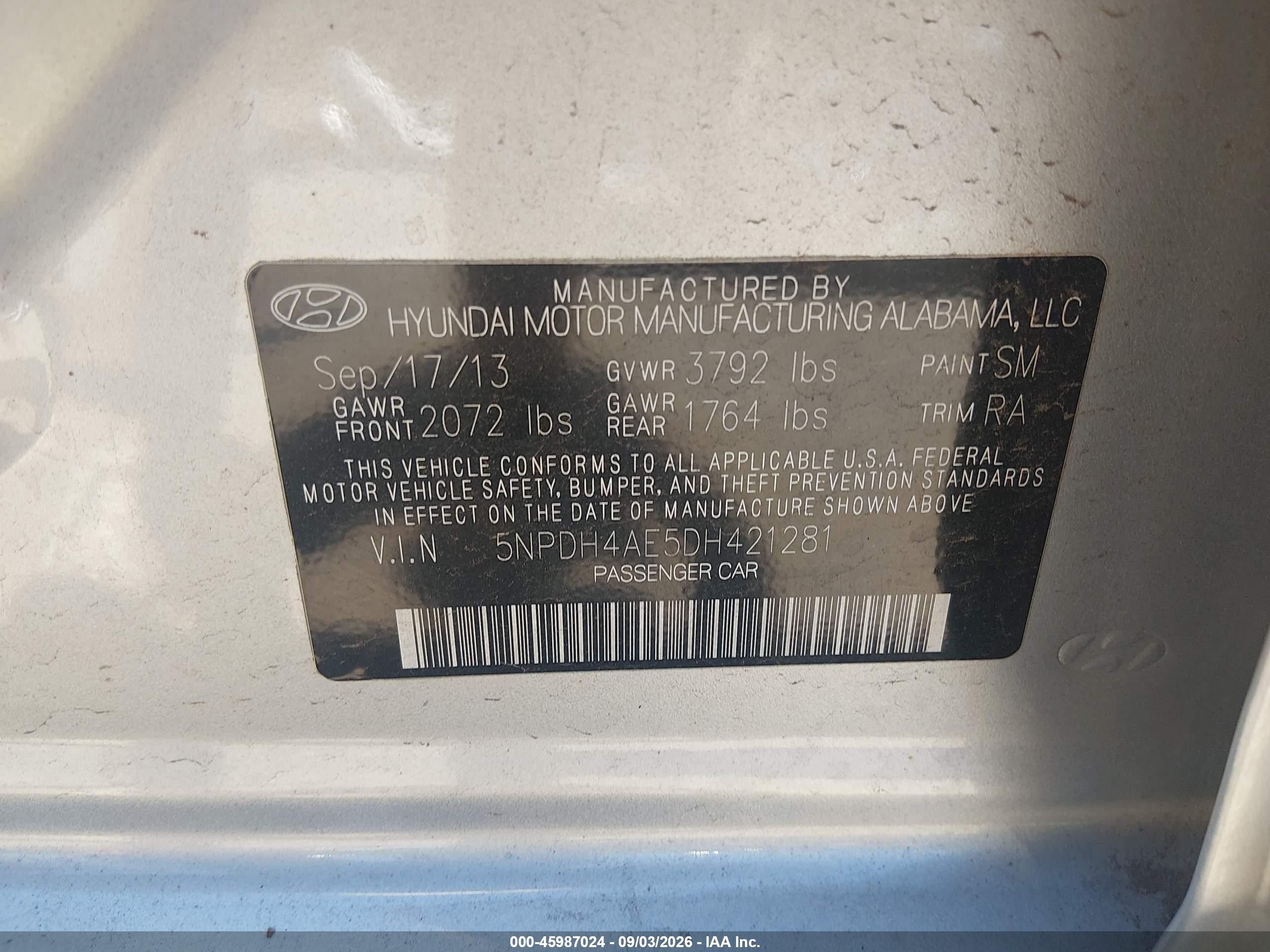 2013 Hyundai Elantra Gls Silver vin: 5NPDH4AE5DH421281