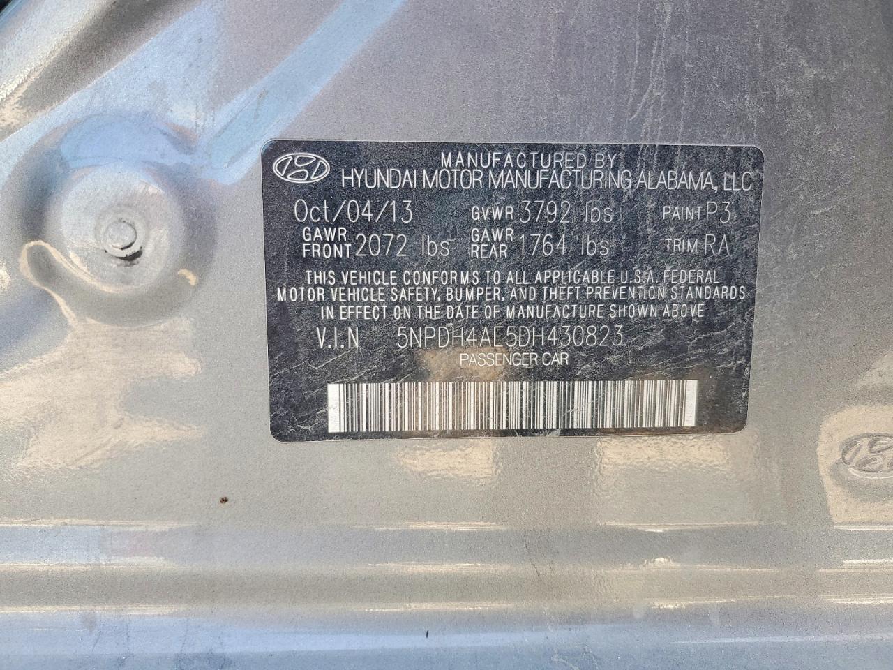 2013 Hyundai Elantra Gls Silver vin: 5NPDH4AE5DH430823