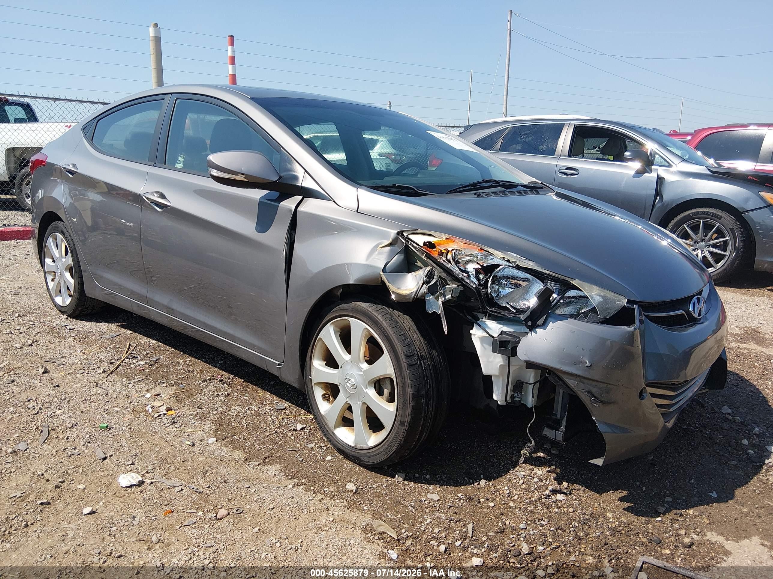 2013 Hyundai Elantra Limited Gray vin: 5NPDH4AE5DH439117