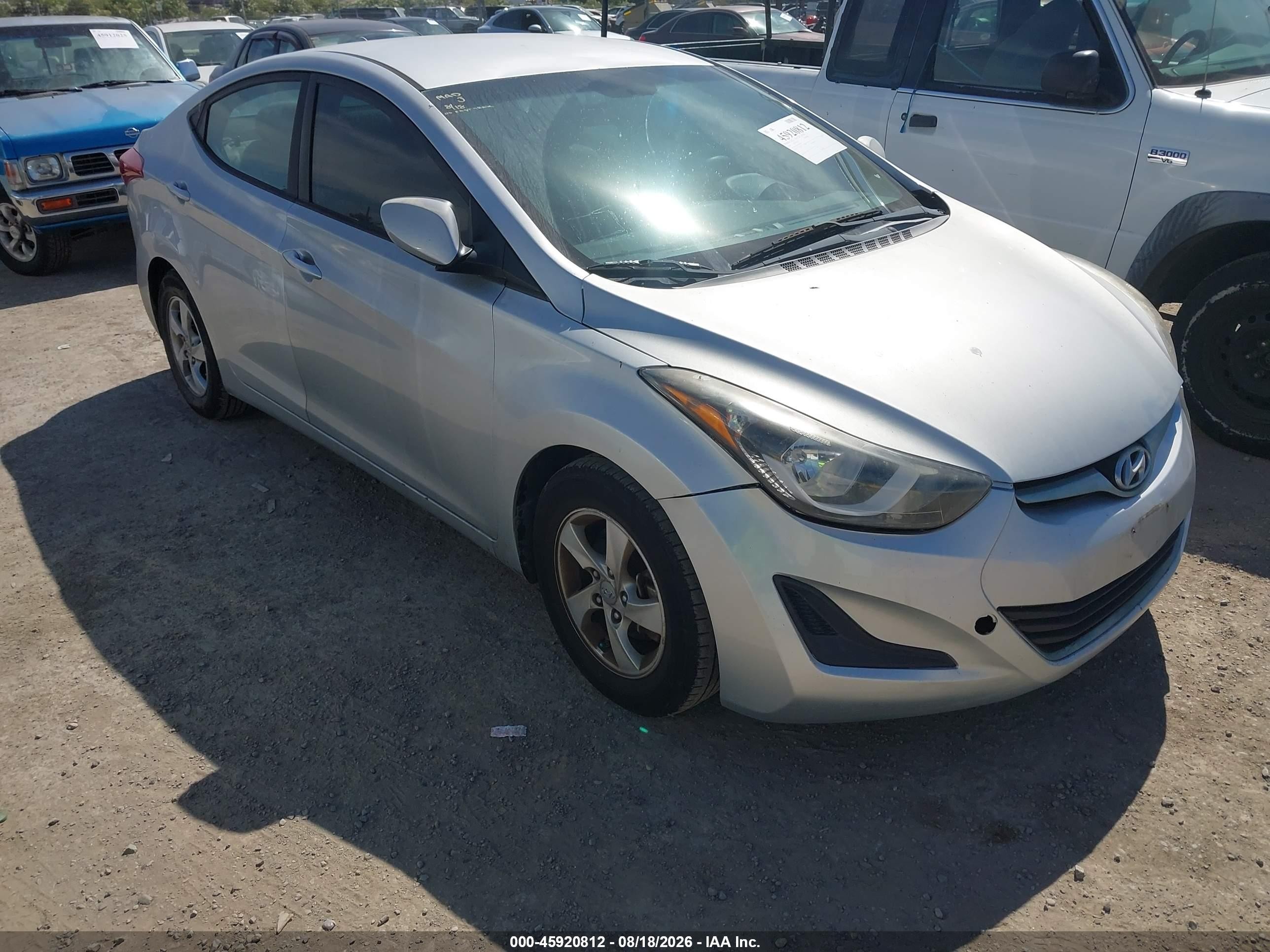 2014 Hyundai Elantra Se Silver vin: 5NPDH4AE5EH455335