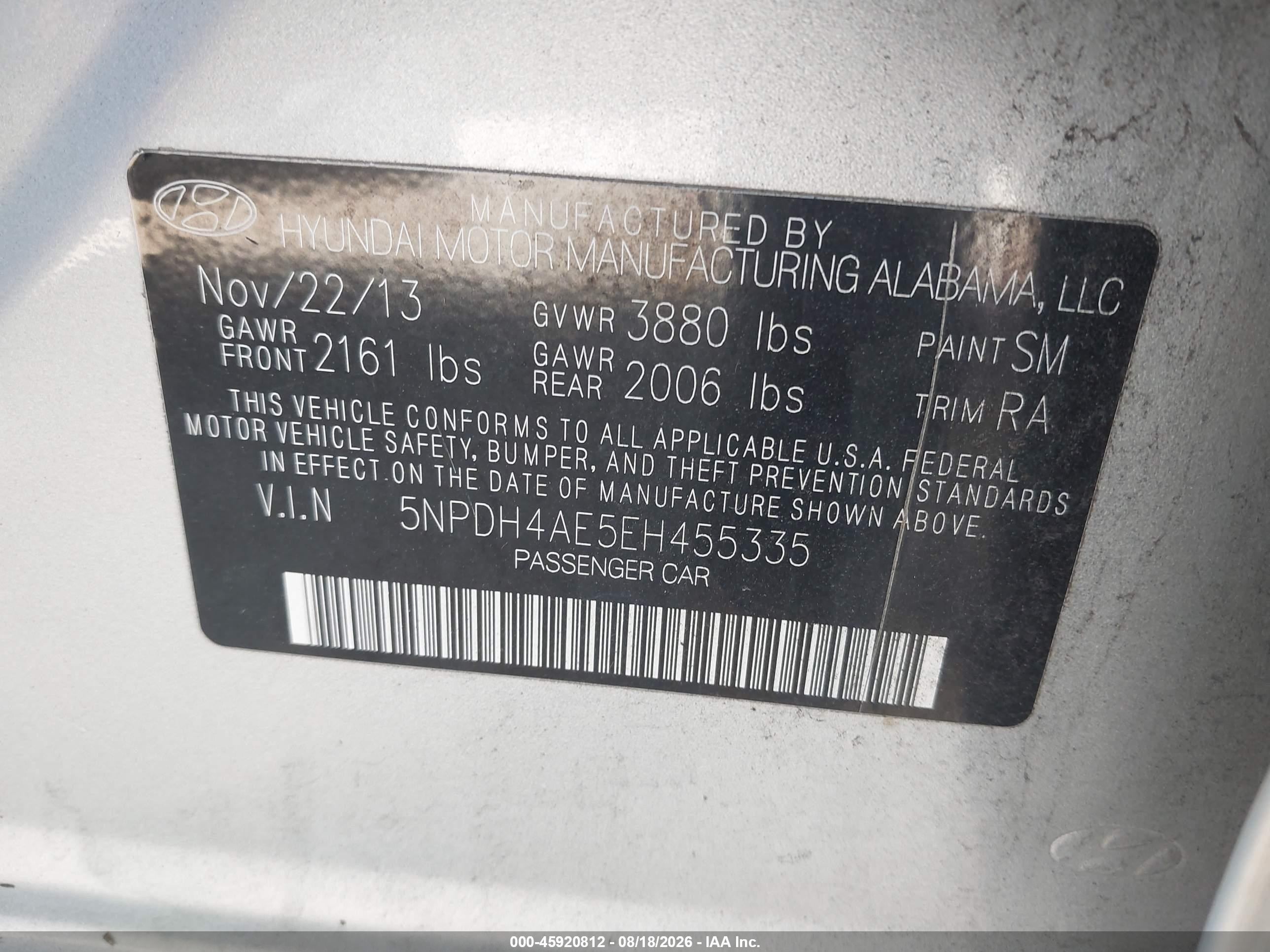2014 Hyundai Elantra Se Silver vin: 5NPDH4AE5EH455335