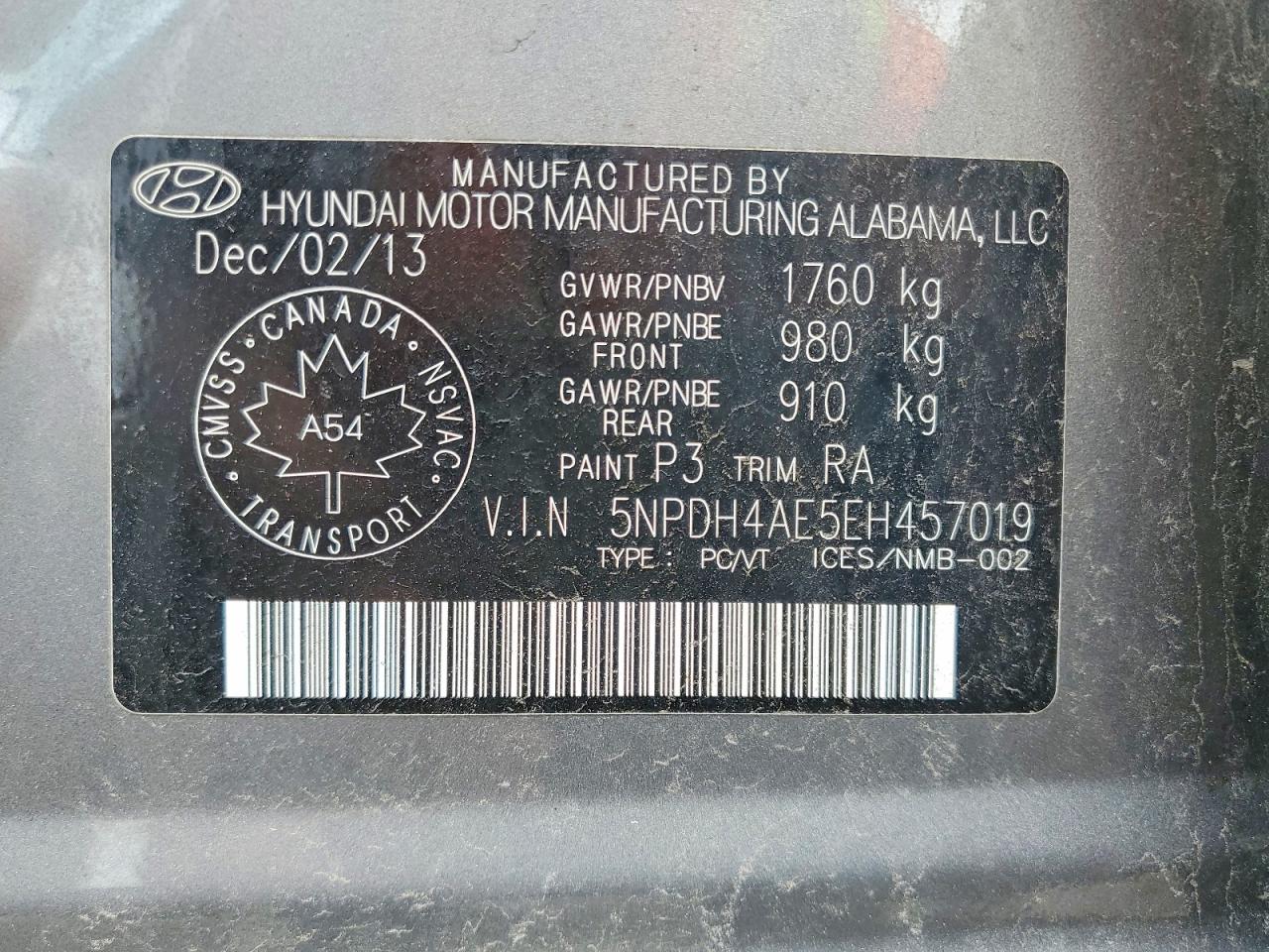 2014 Hyundai Elantra Se Gray vin: 5NPDH4AE5EH457019