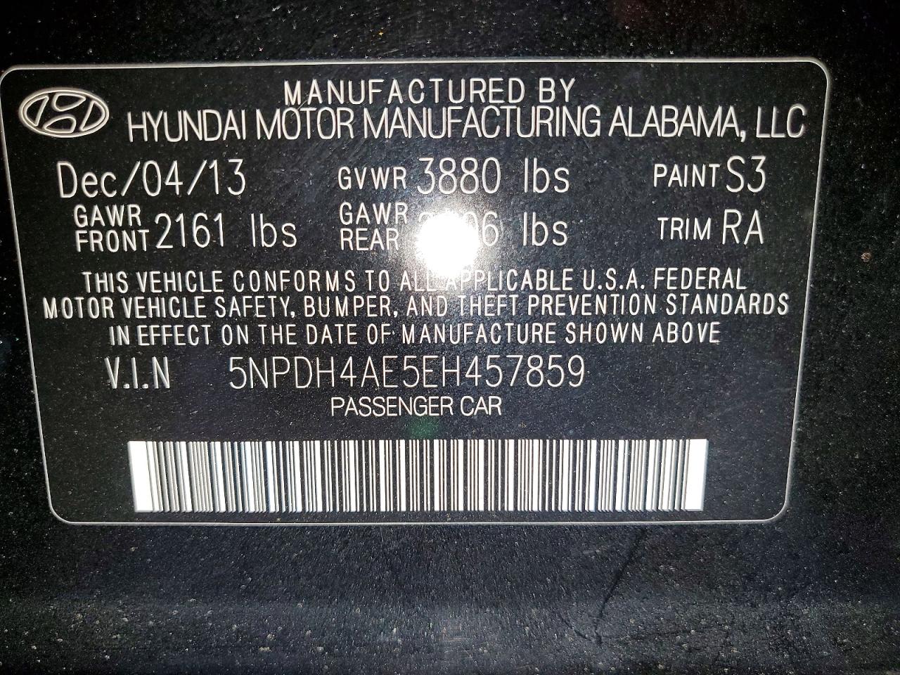 2014 Hyundai Elantra Se Черный vin: 5NPDH4AE5EH457859