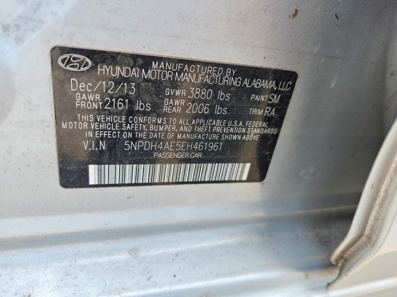 2014 Hyundai Elantra Se Silver vin: 5NPDH4AE5EH461961
