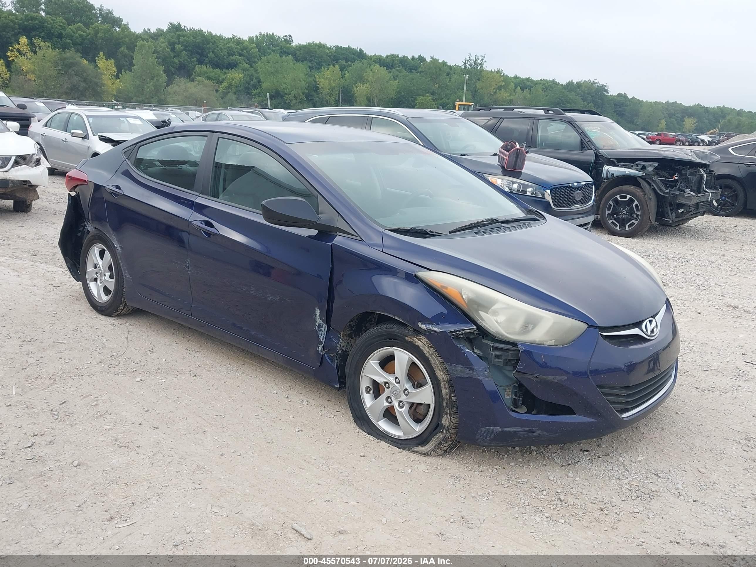 2014 Hyundai Elantra Se Blue vin: 5NPDH4AE5EH475438