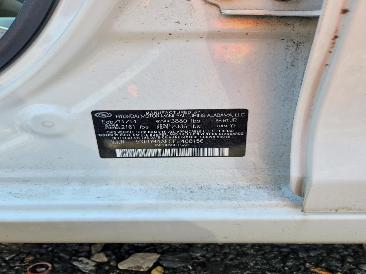 2014 Hyundai Elantra Limited White vin: 5NPDH4AE5EH488156