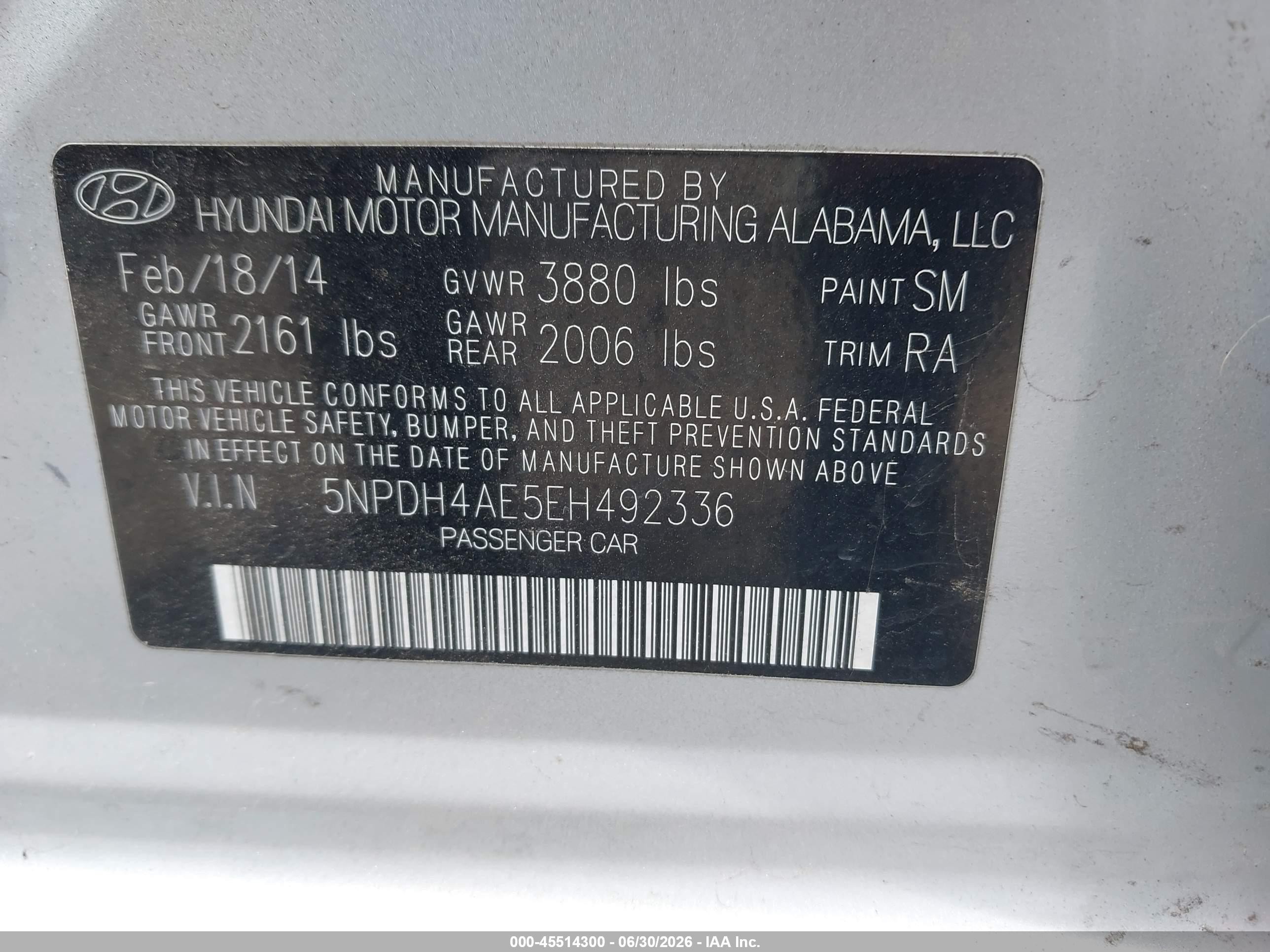 2014 Hyundai Elantra Se Silver vin: 5NPDH4AE5EH492336