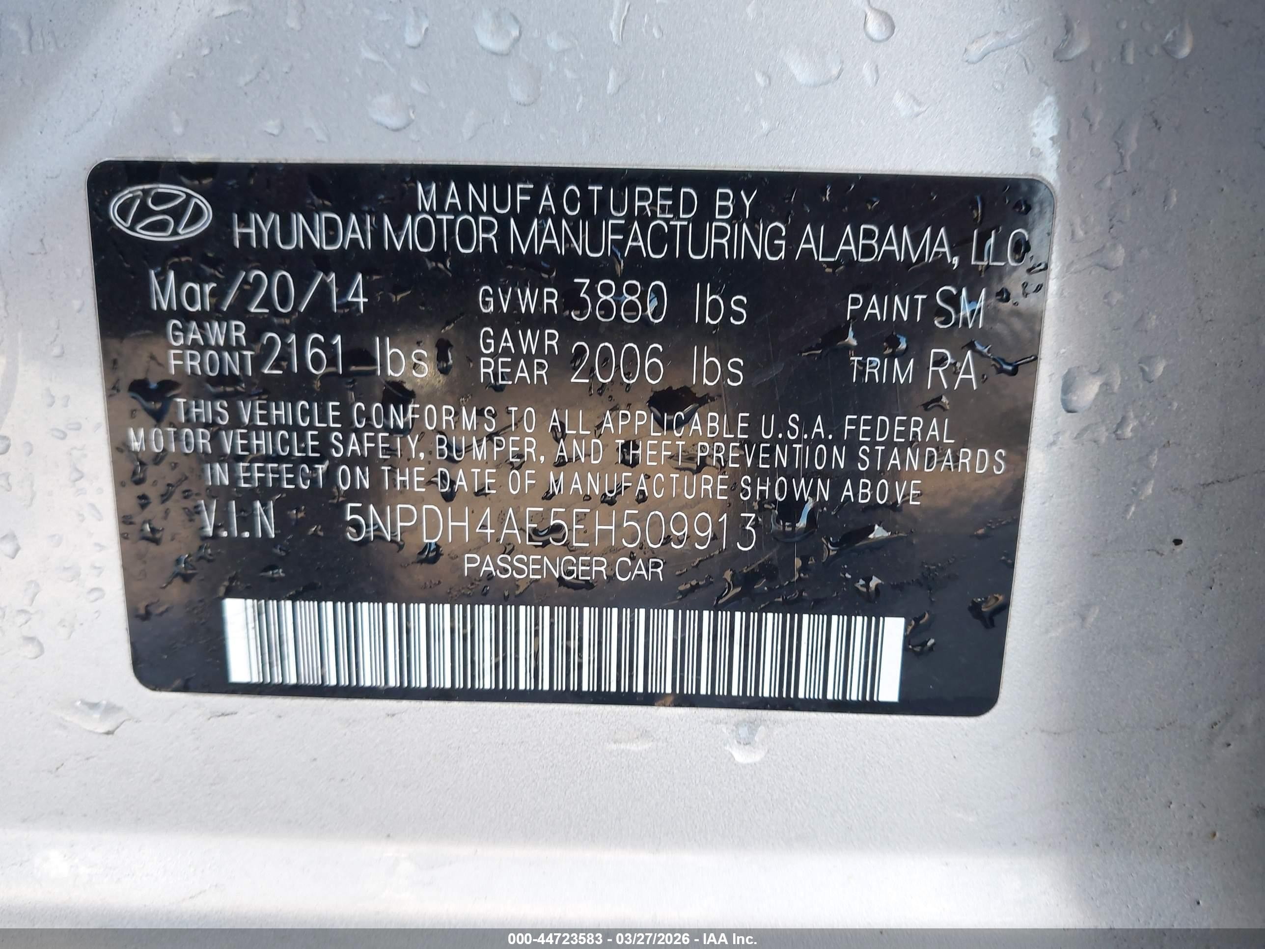 2014 Hyundai Elantra Se Silver vin: 5NPDH4AE5EH509913