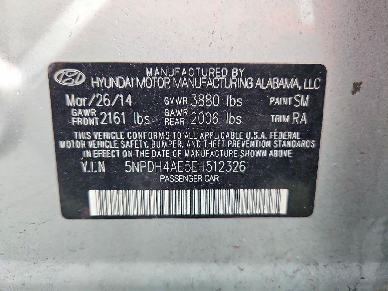 2014 Hyundai Elantra Se Silver vin: 5NPDH4AE5EH512326