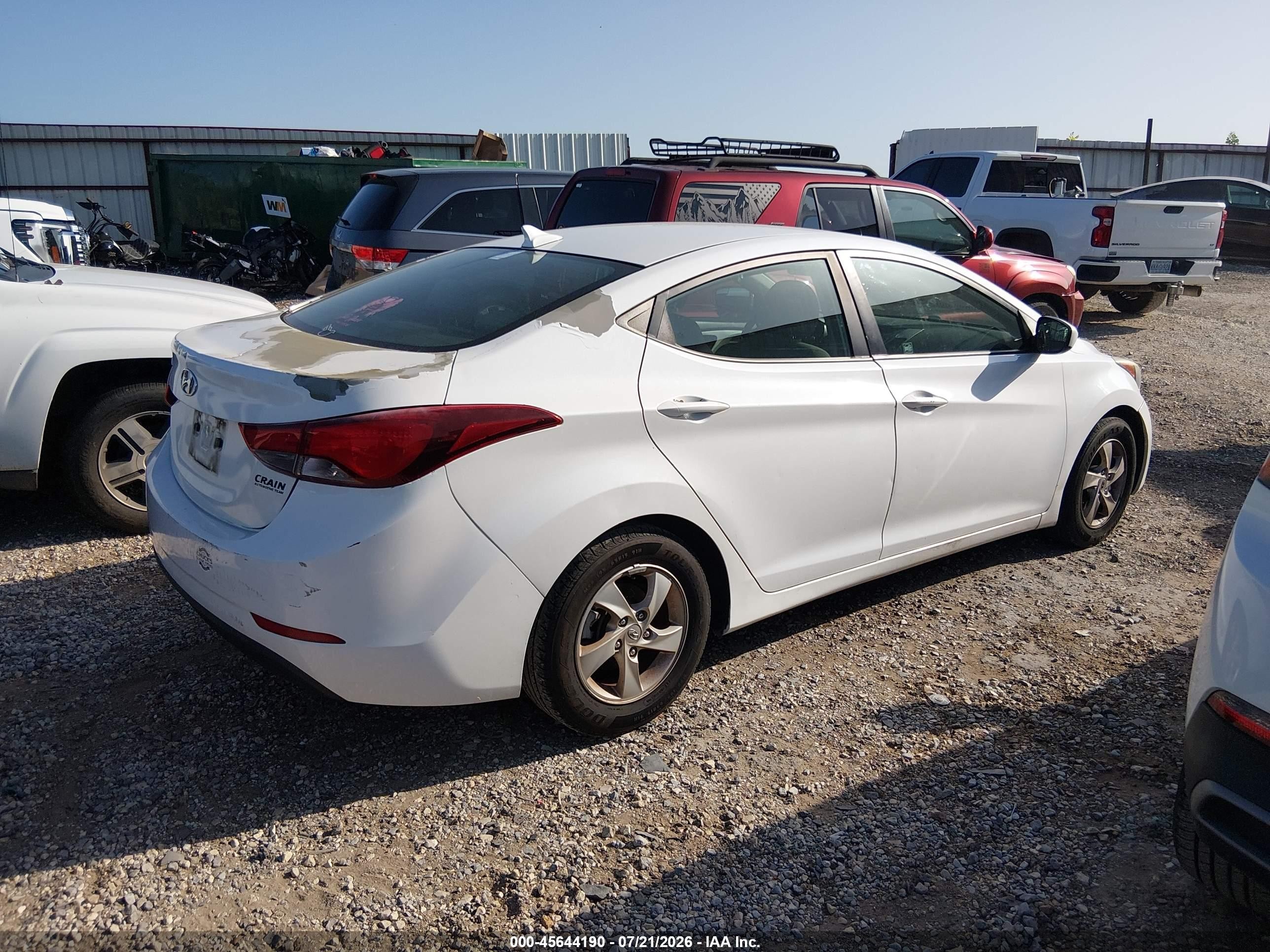 2015 Hyundai Elantra Se White vin: 5NPDH4AE5FH550432