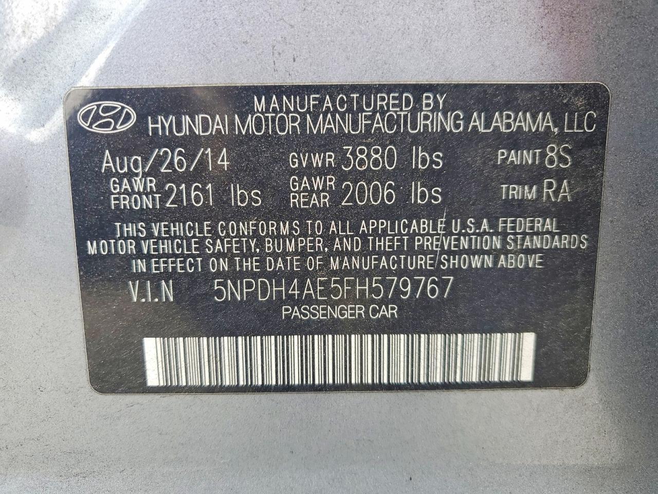 2015 Hyundai Elantra Se Two Tone vin: 5NPDH4AE5FH579767