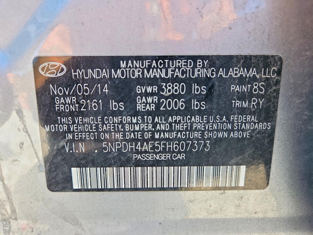 2015 Hyundai Elantra Se Silver vin: 5NPDH4AE5FH607373