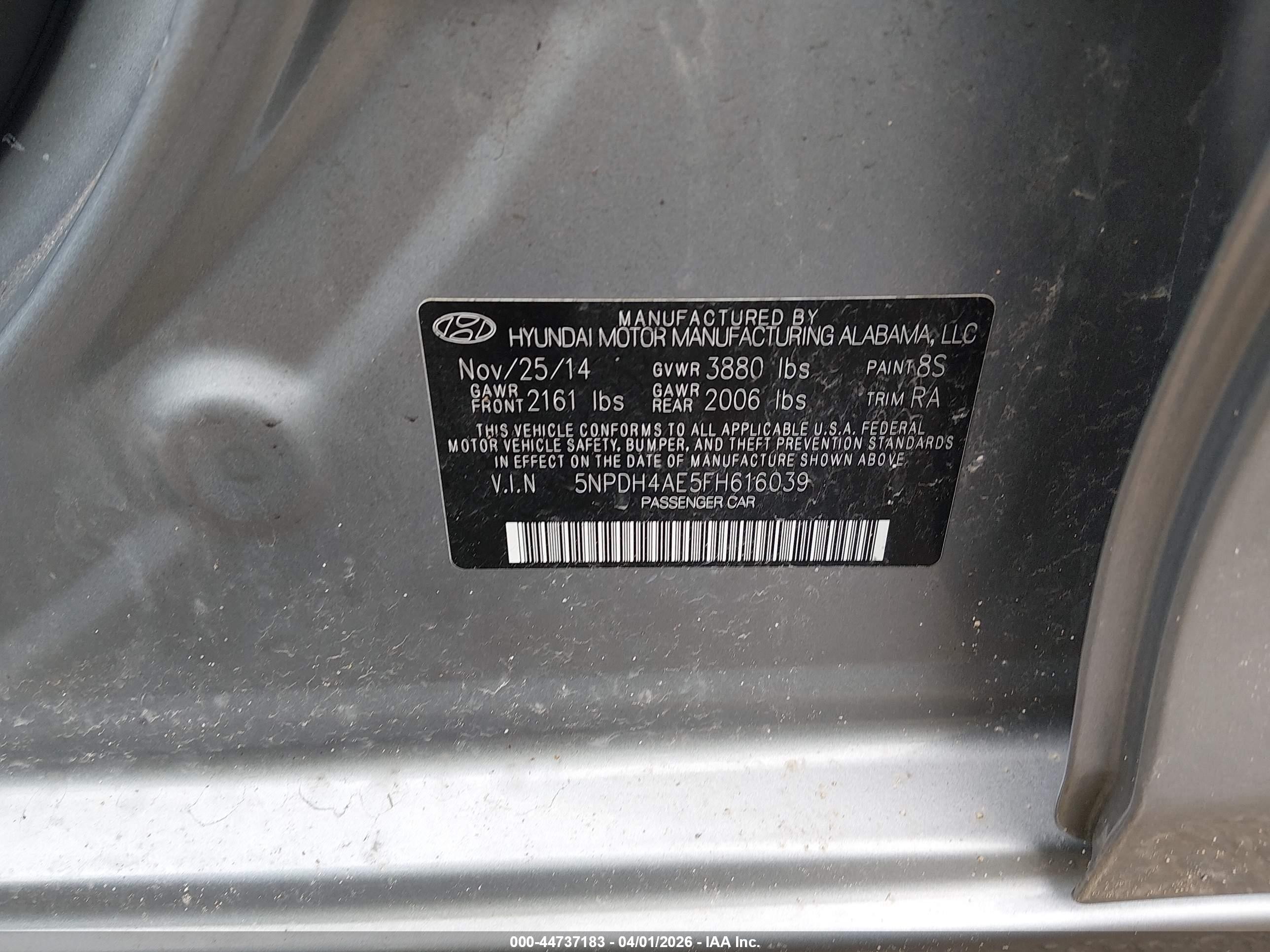 2015 Hyundai Elantra Limited Silver vin: 5NPDH4AE5FH616039
