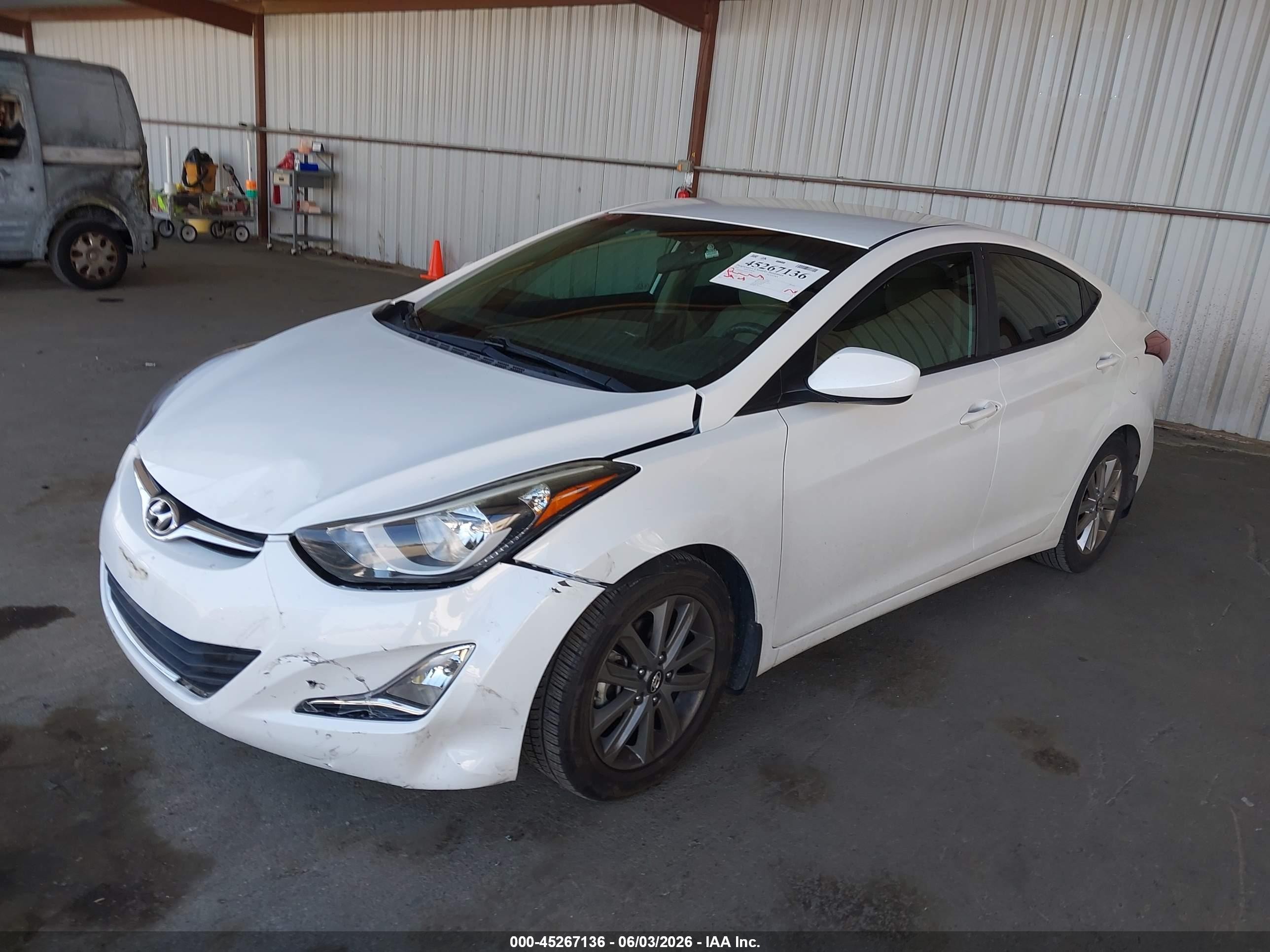 2015 Hyundai Elantra Se White vin: 5NPDH4AE5FH617580