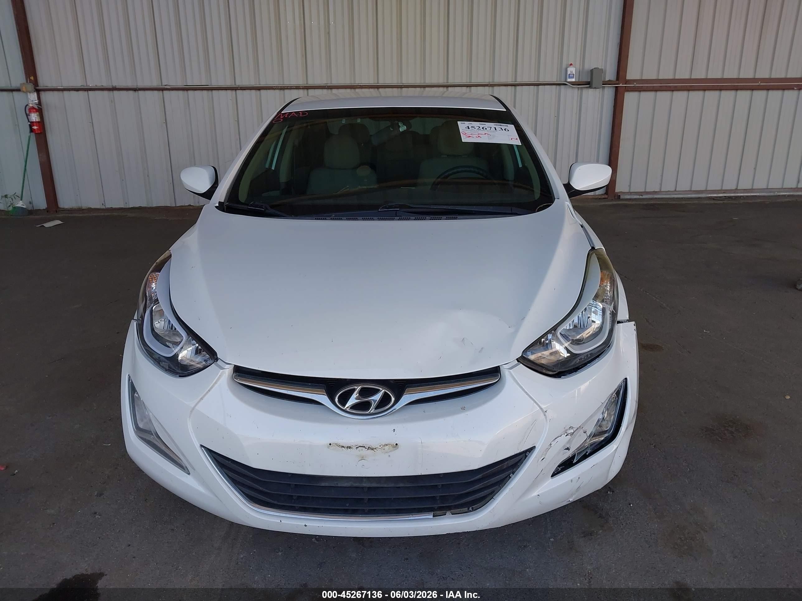 2015 Hyundai Elantra Se White vin: 5NPDH4AE5FH617580