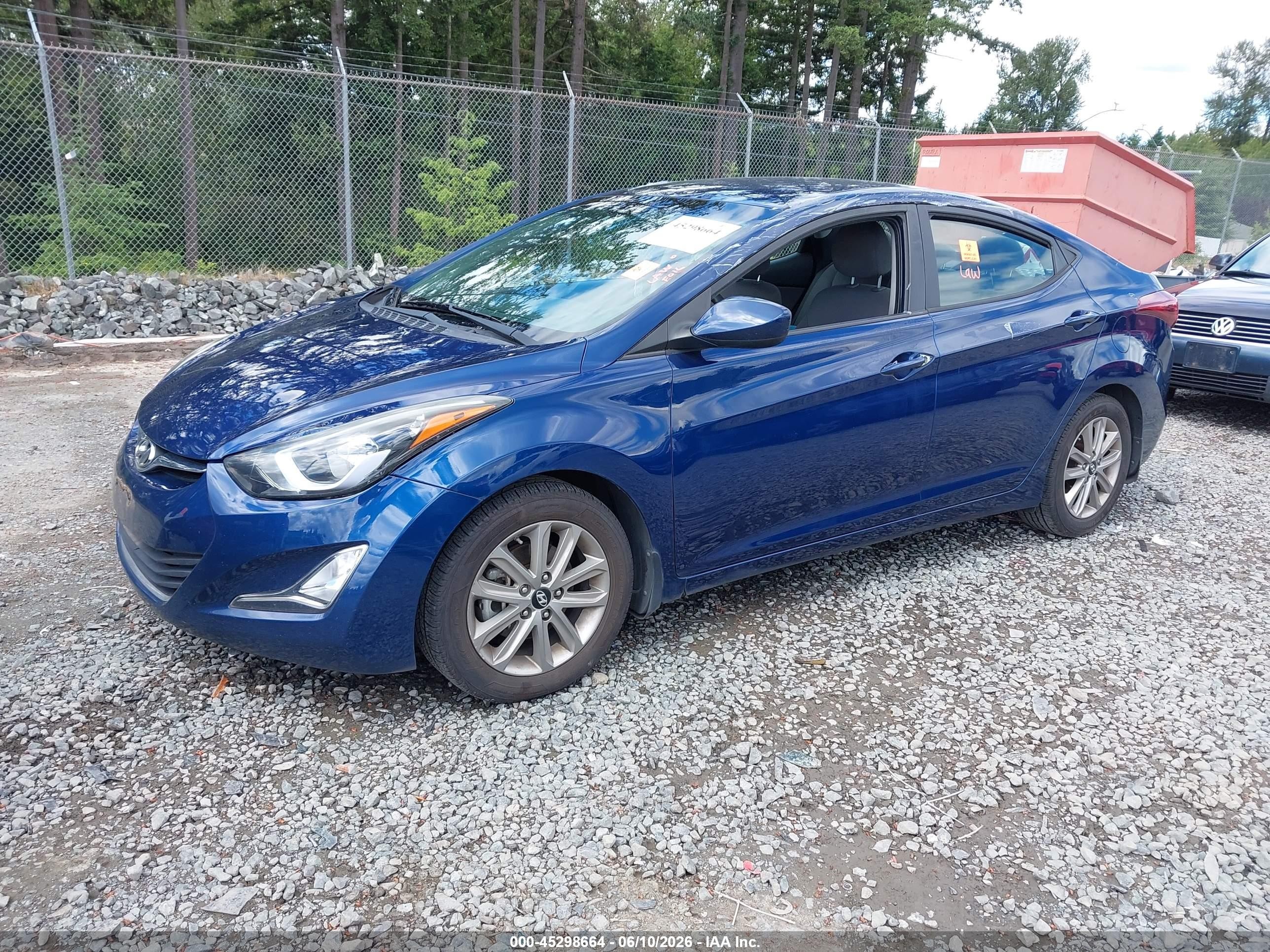 2015 Hyundai Elantra Se Blue vin: 5NPDH4AE5FH624805