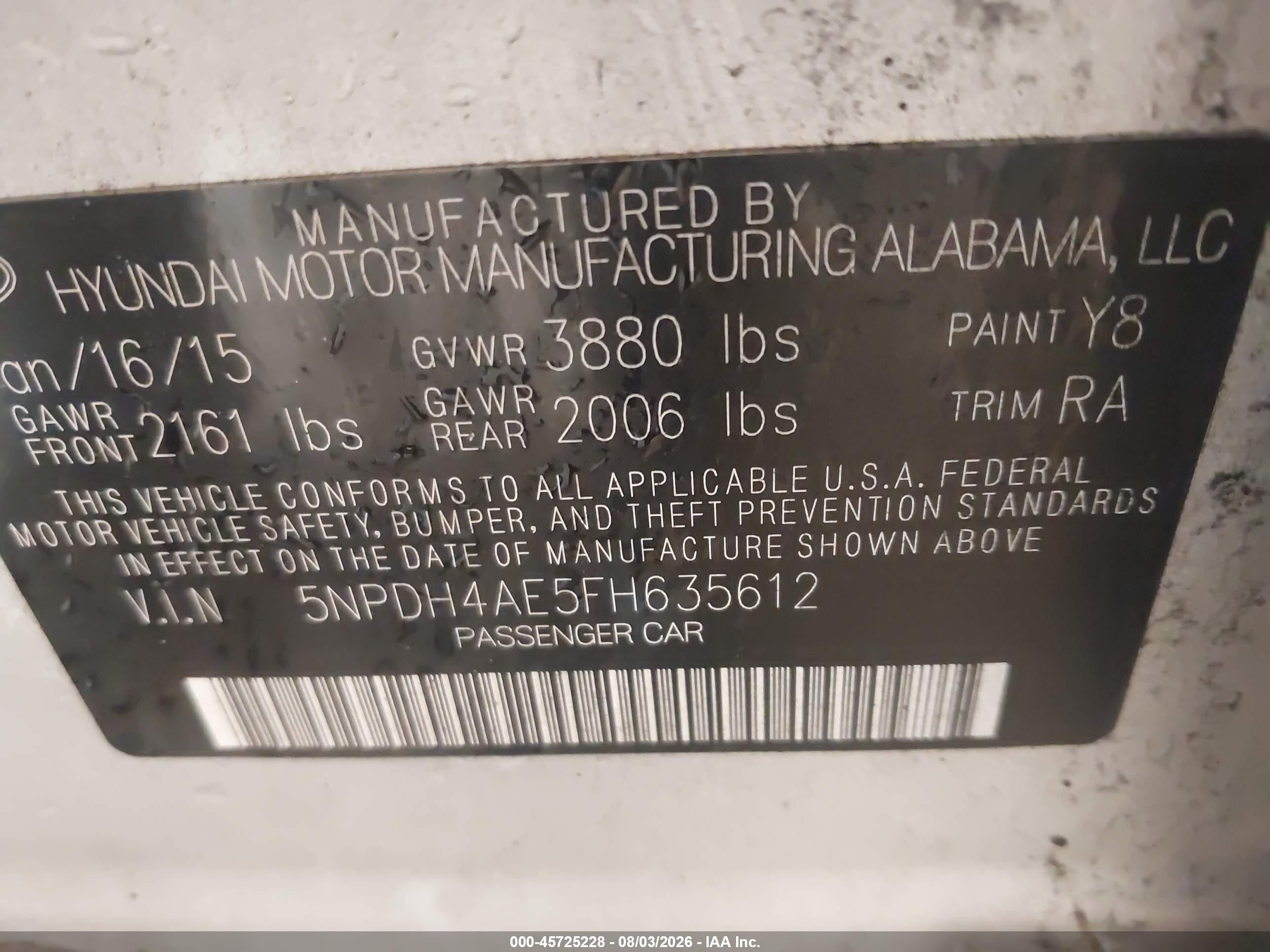 2015 Hyundai Elantra Se Silver vin: 5NPDH4AE5FH635612