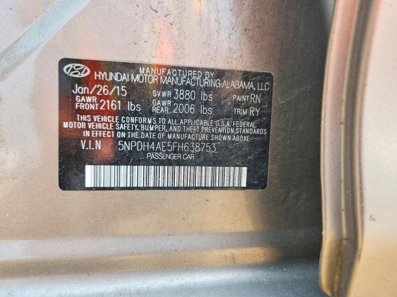 2015 Hyundai Elantra Se Gray vin: 5NPDH4AE5FH638753