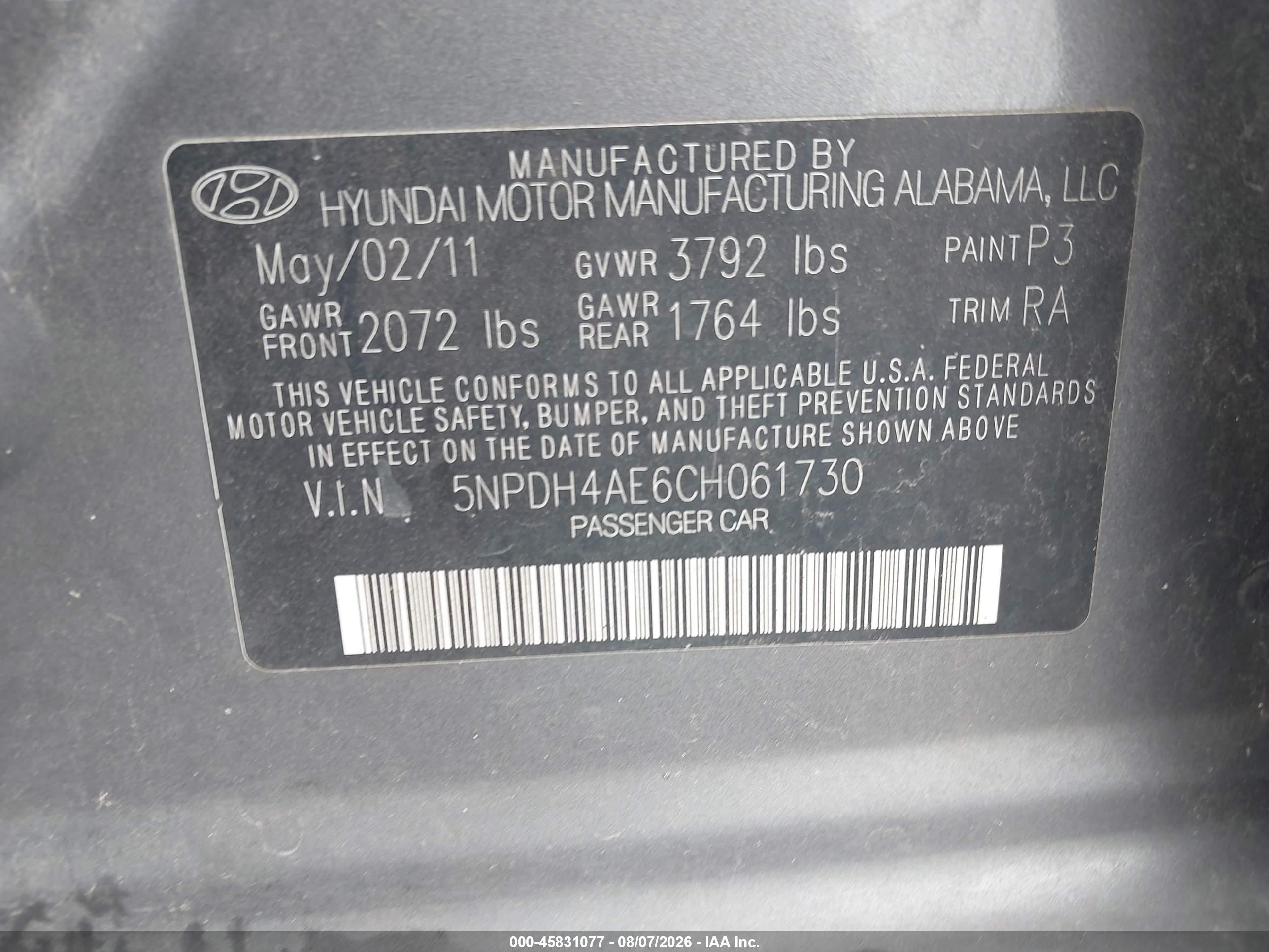 2012 Hyundai Elantra Gls Gray vin: 5NPDH4AE6CH061730