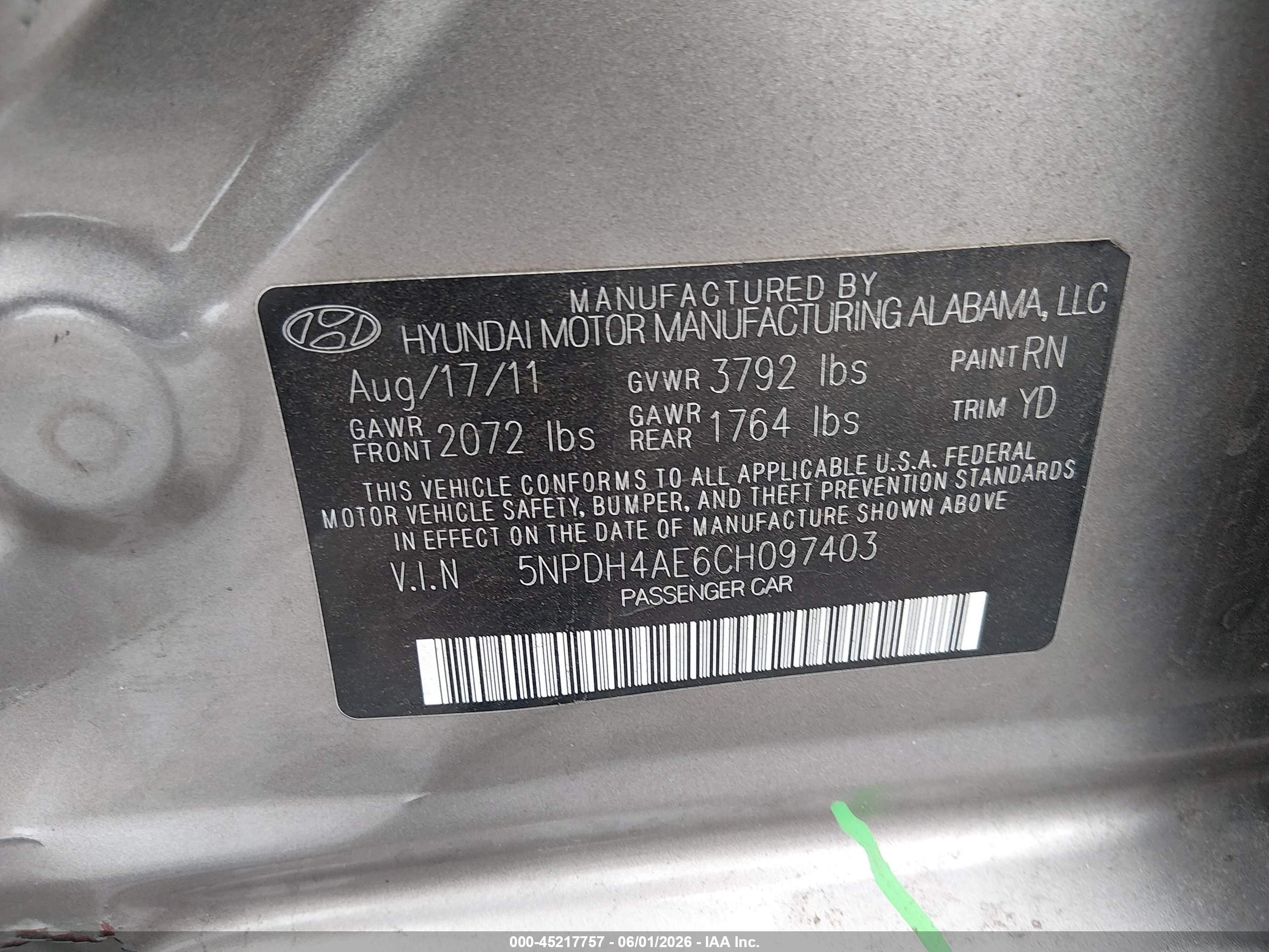 2012 Hyundai Elantra Gls Бежевый vin: 5NPDH4AE6CH097403