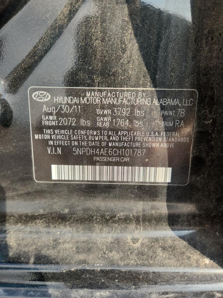 2012 Hyundai Elantra Limited Black vin: 5NPDH4AE6CH101787