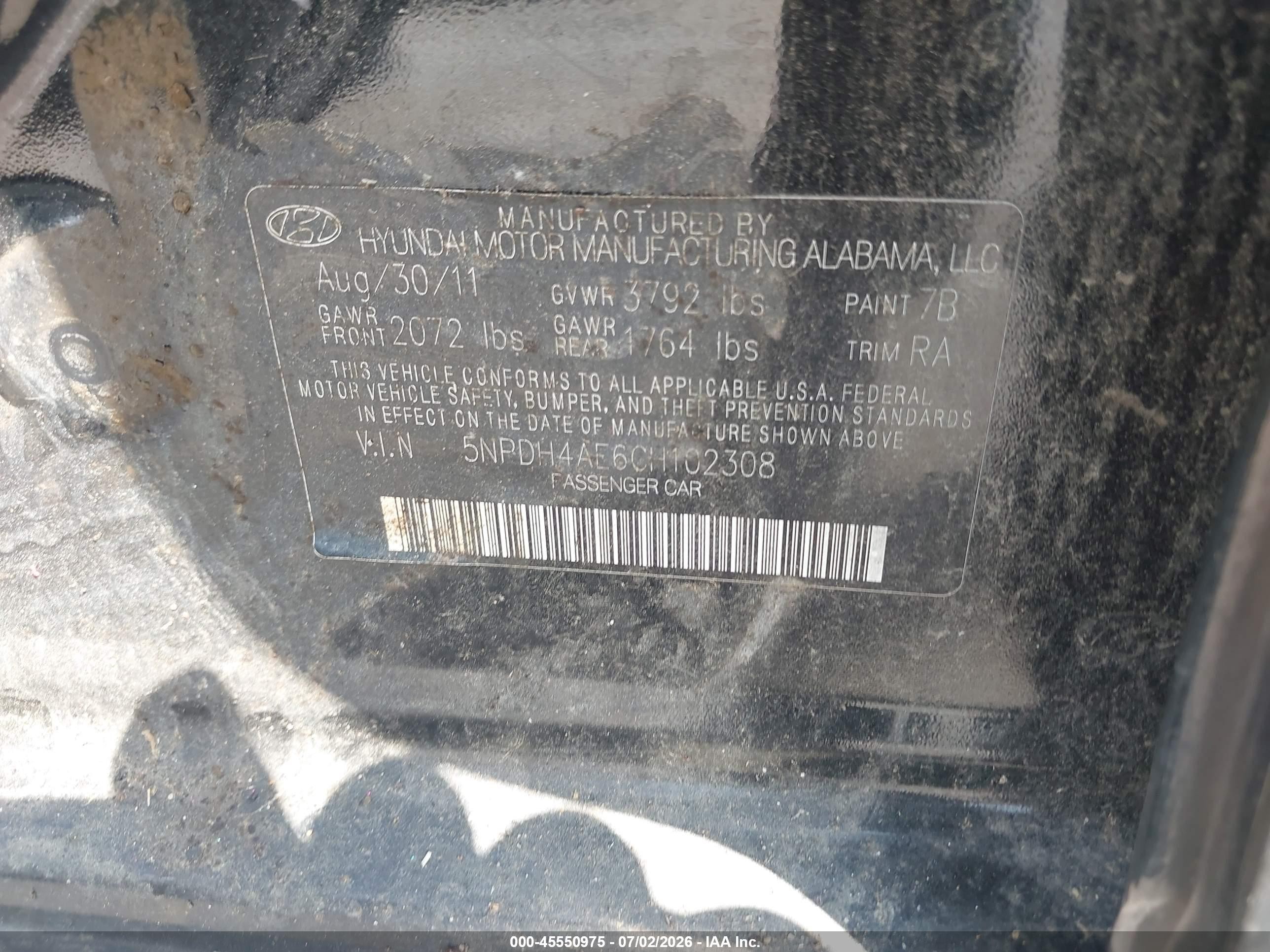2012 Hyundai Elantra Gls Black vin: 5NPDH4AE6CH102308
