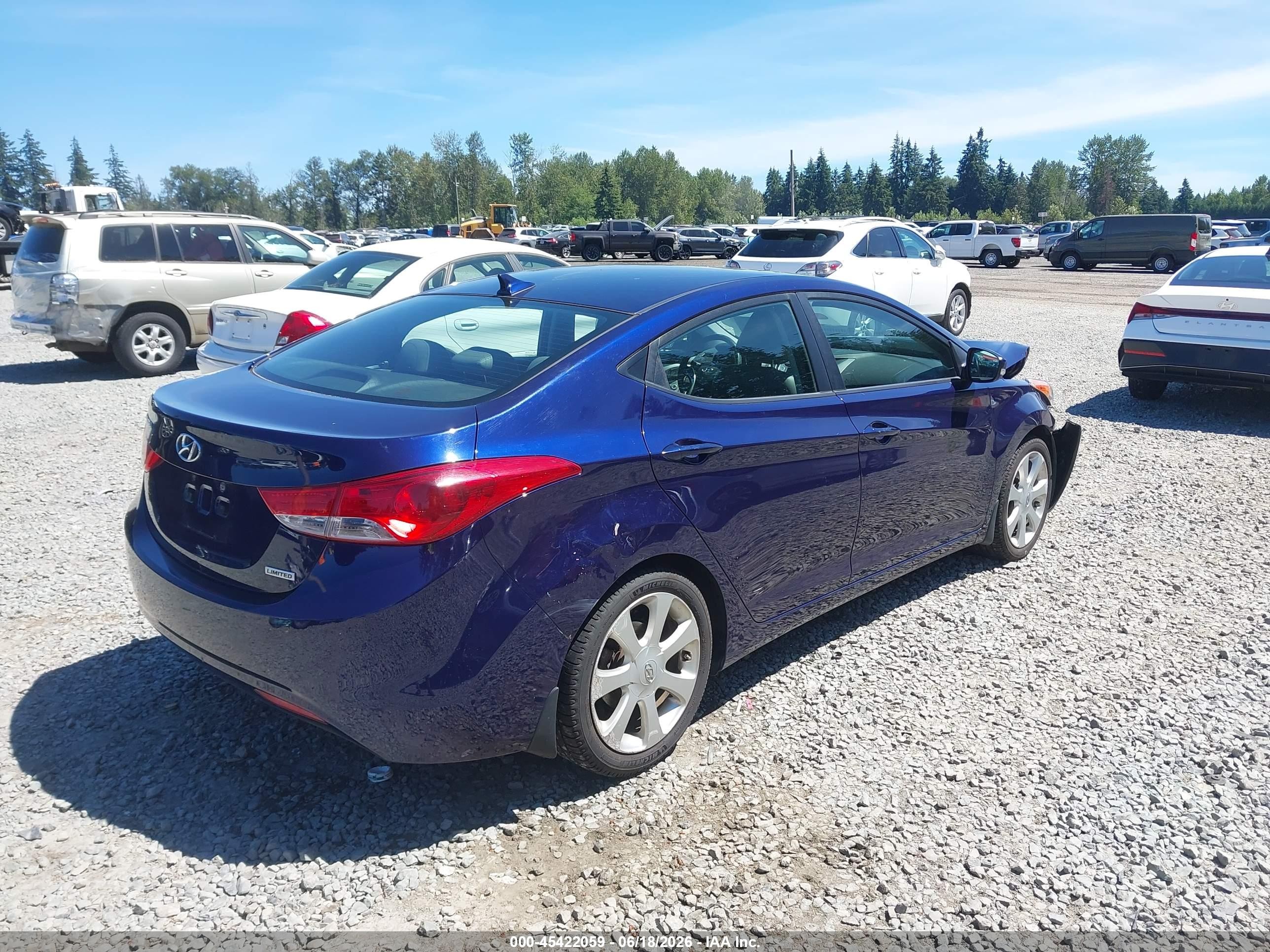 2012 Hyundai Elantra Limited Dark Blue vin: 5NPDH4AE6CH106116