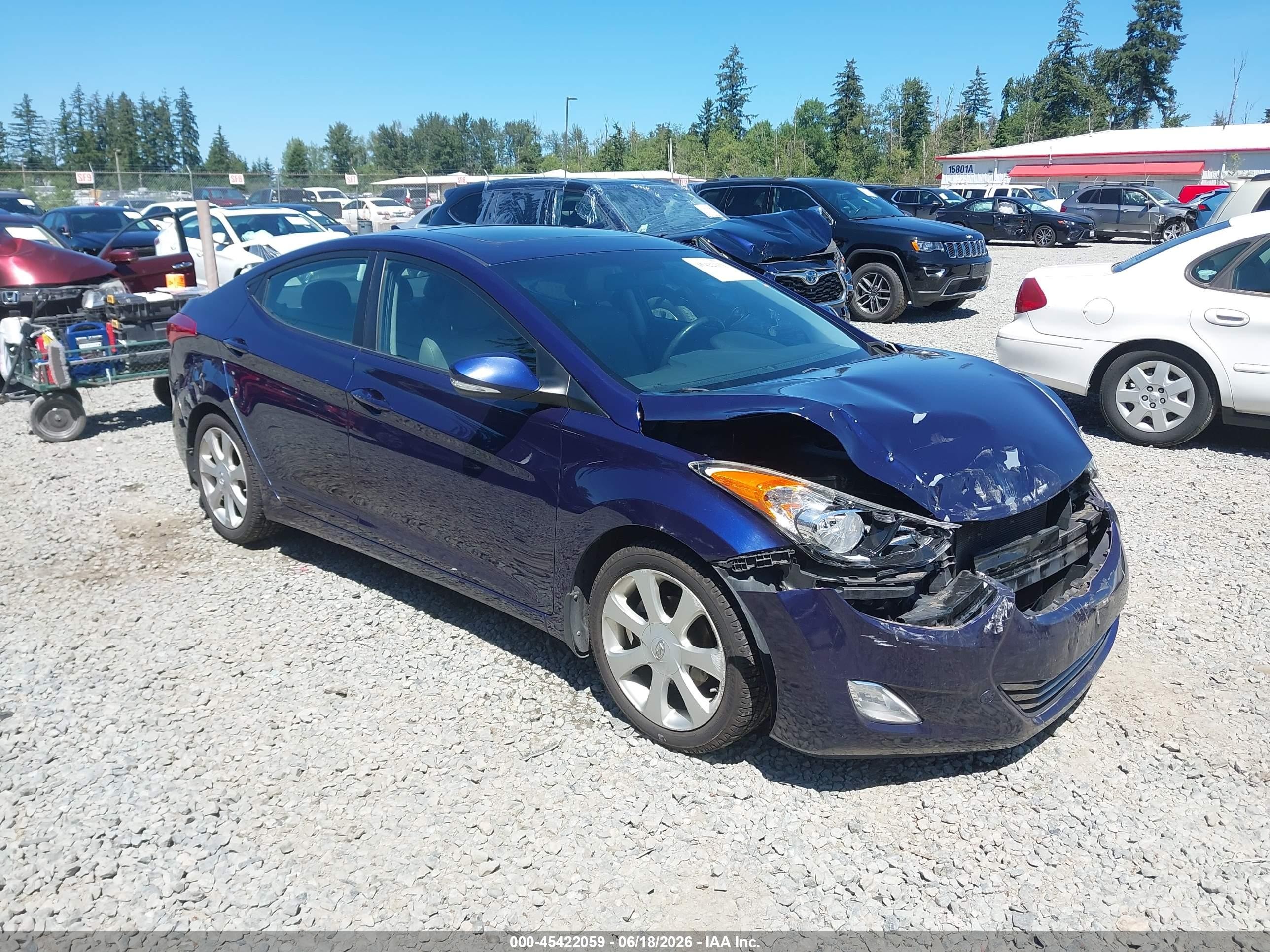 2012 Hyundai Elantra Limited Dark Blue vin: 5NPDH4AE6CH106116