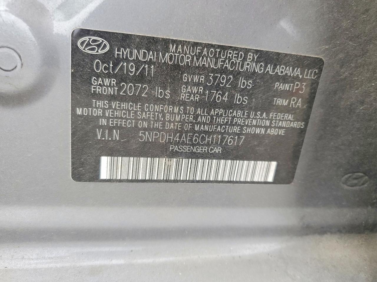 2012 Hyundai Elantra Gls Gray vin: 5NPDH4AE6CH117617
