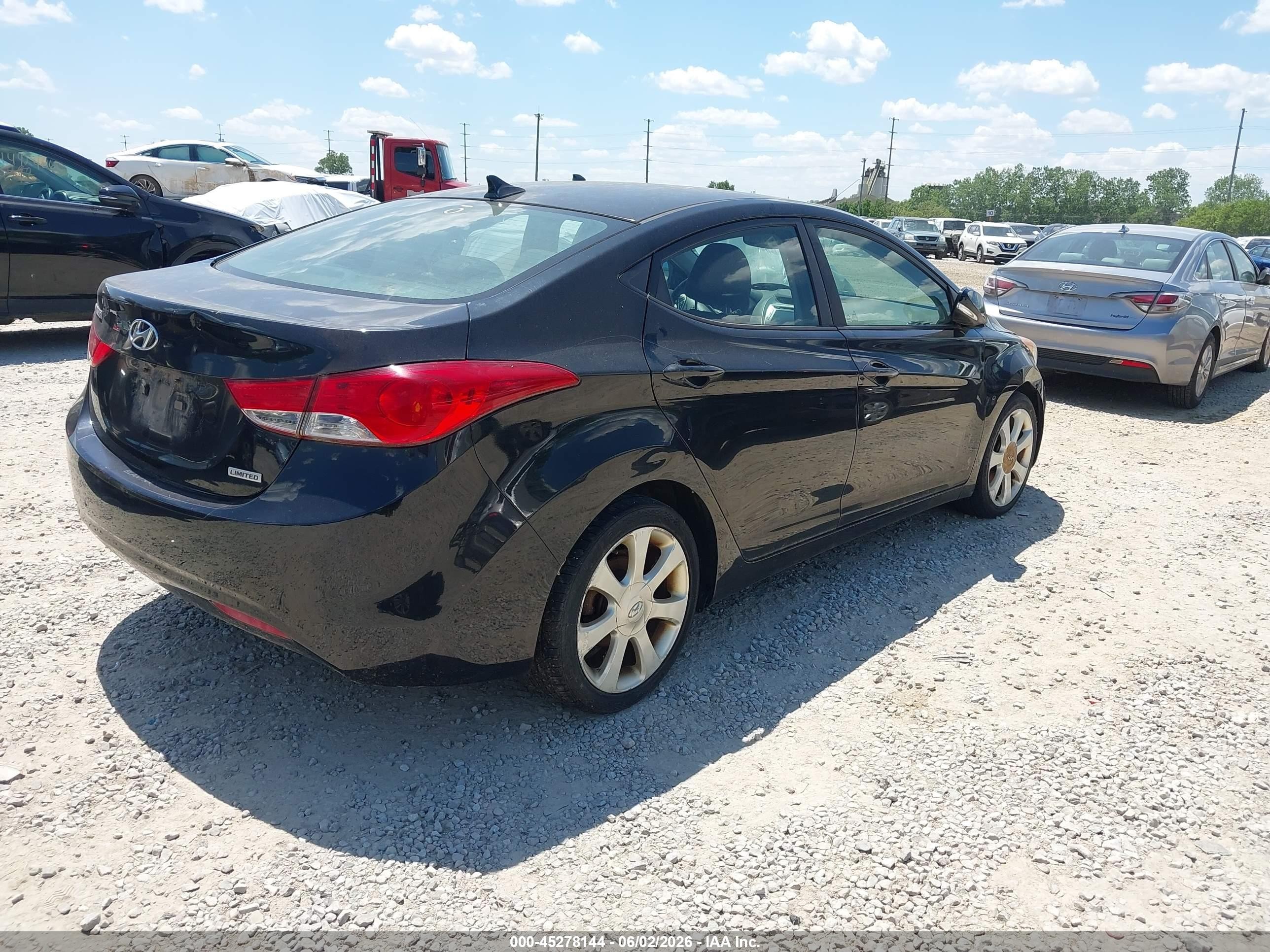 2012 Hyundai Elantra Limited Black vin: 5NPDH4AE6CH142369
