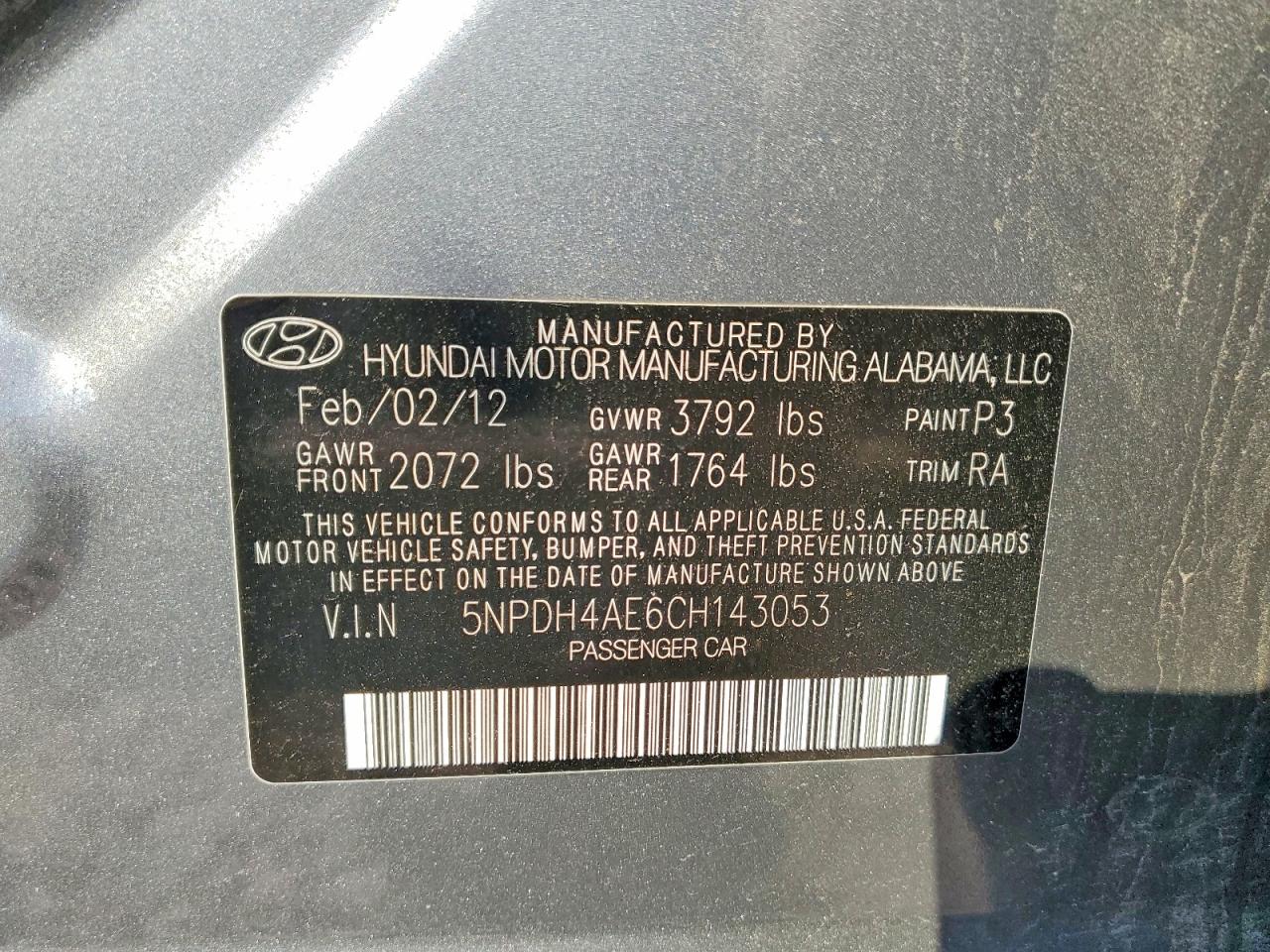 2012 Hyundai Elantra Gls Gray vin: 5NPDH4AE6CH143053