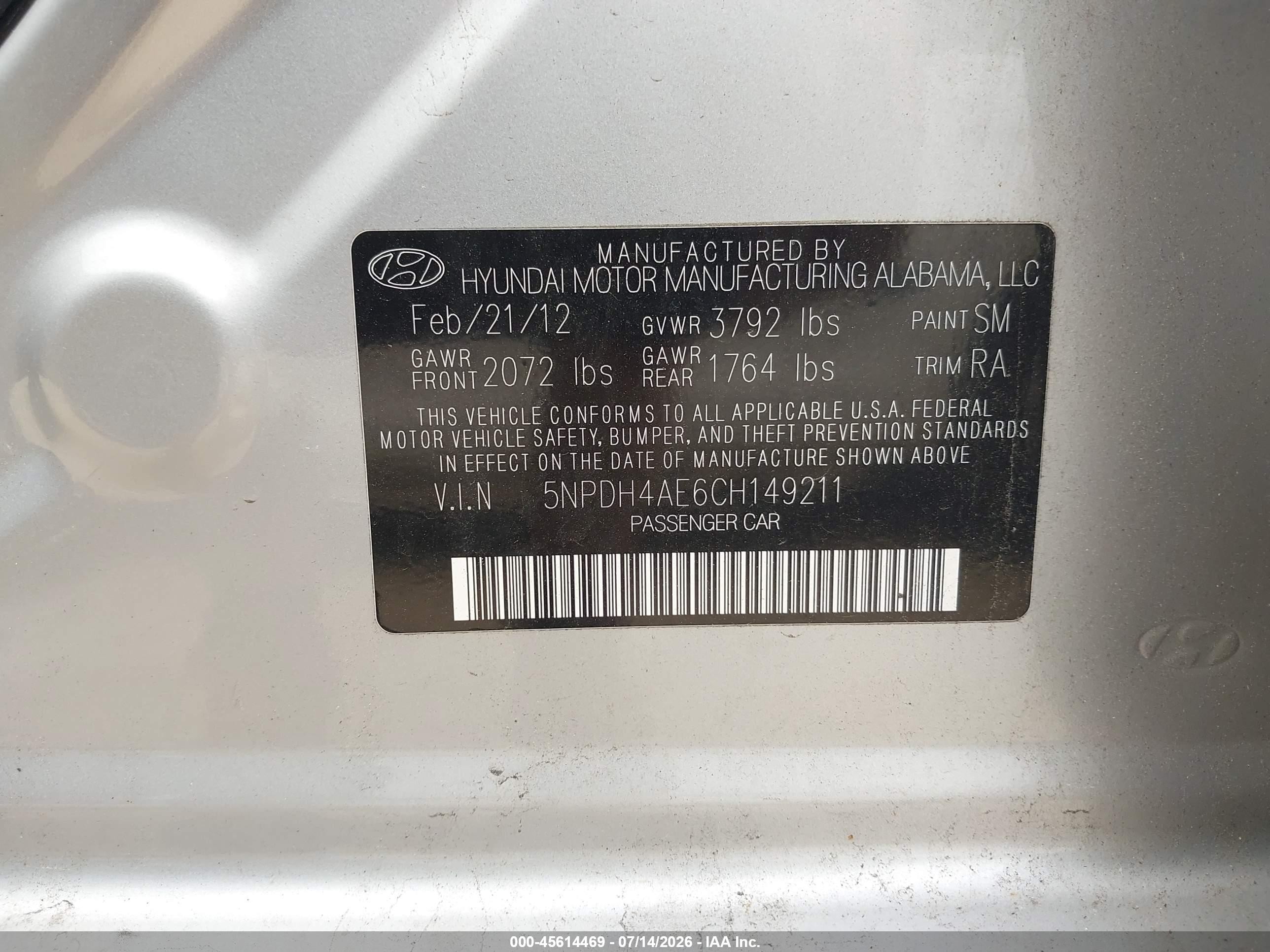 2012 Hyundai Elantra Limited Silver vin: 5NPDH4AE6CH149211